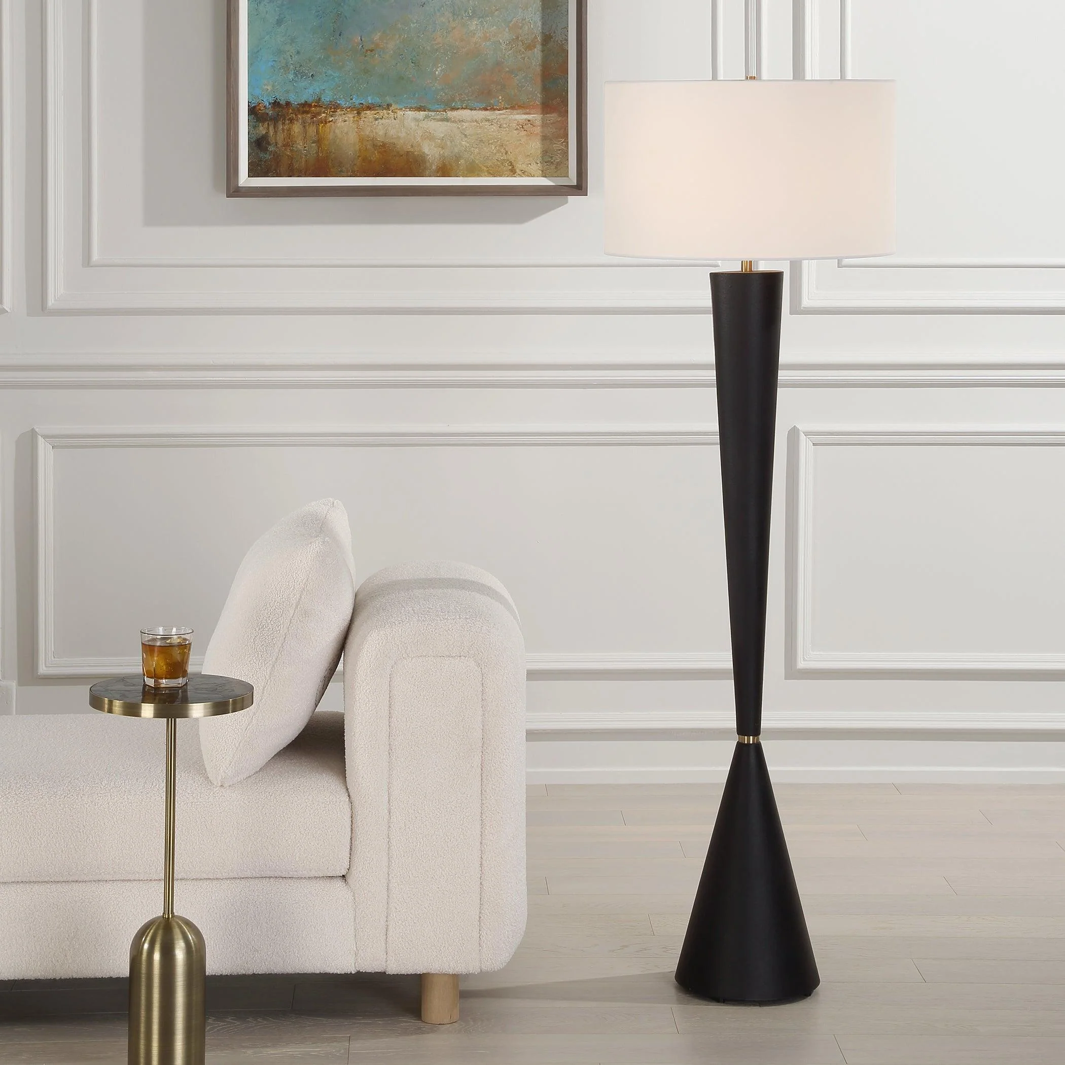 Layla Black Tapered Floor Lamp - Remutear