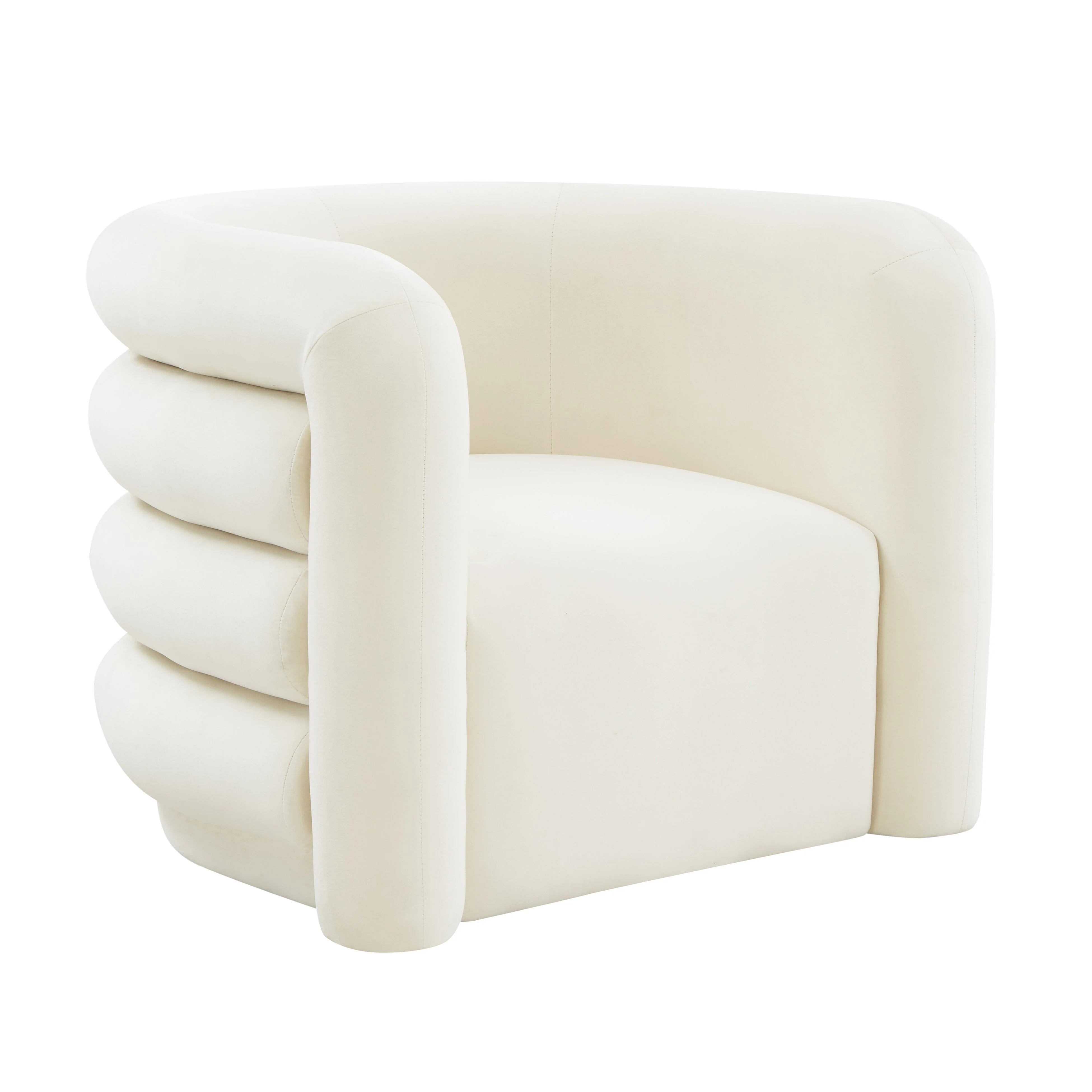 Curves Cream Velvet Lounge Chair - Remutear