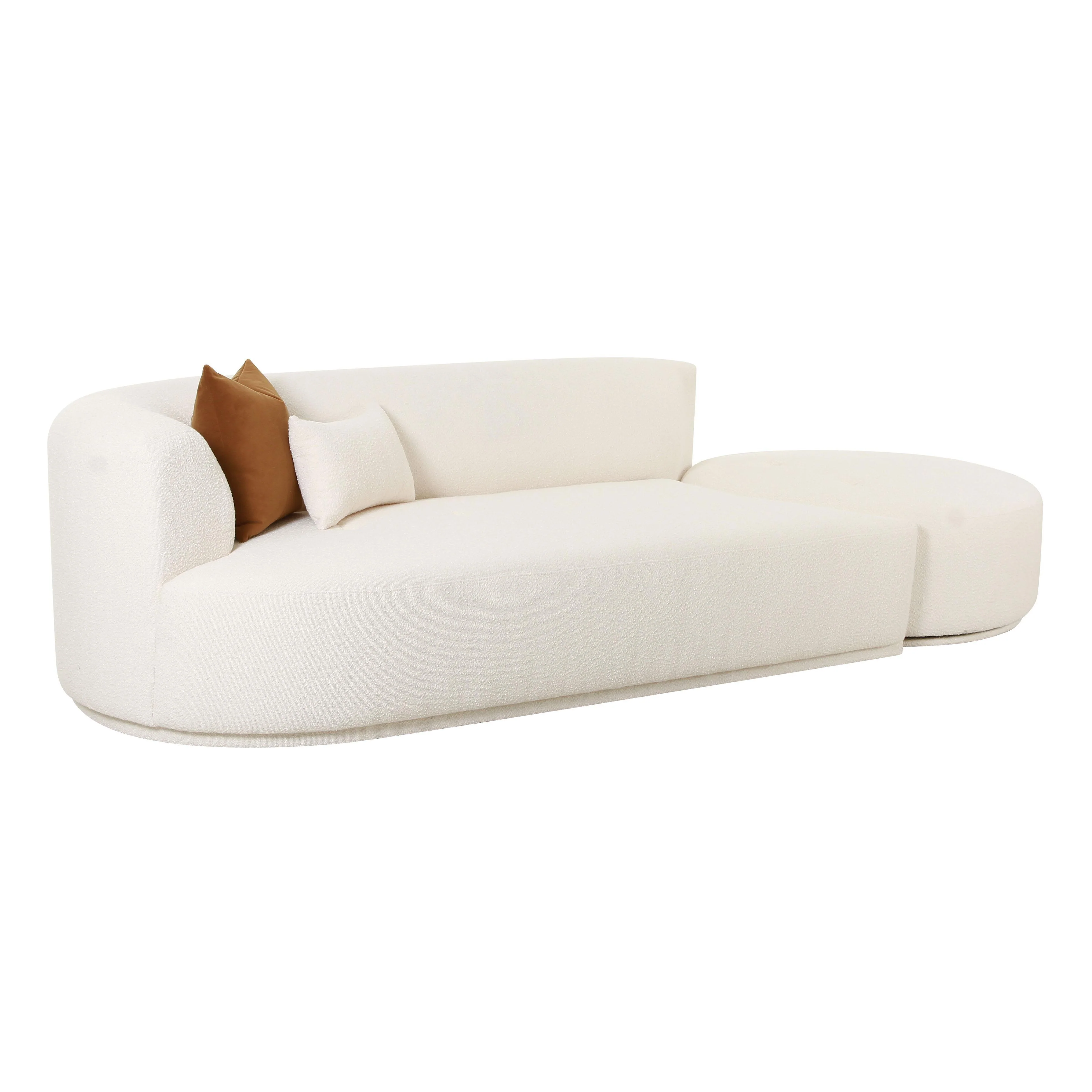 Fickle Cream Boucle 2-Piece Chaise Modular LAF Sofa - Remutear
