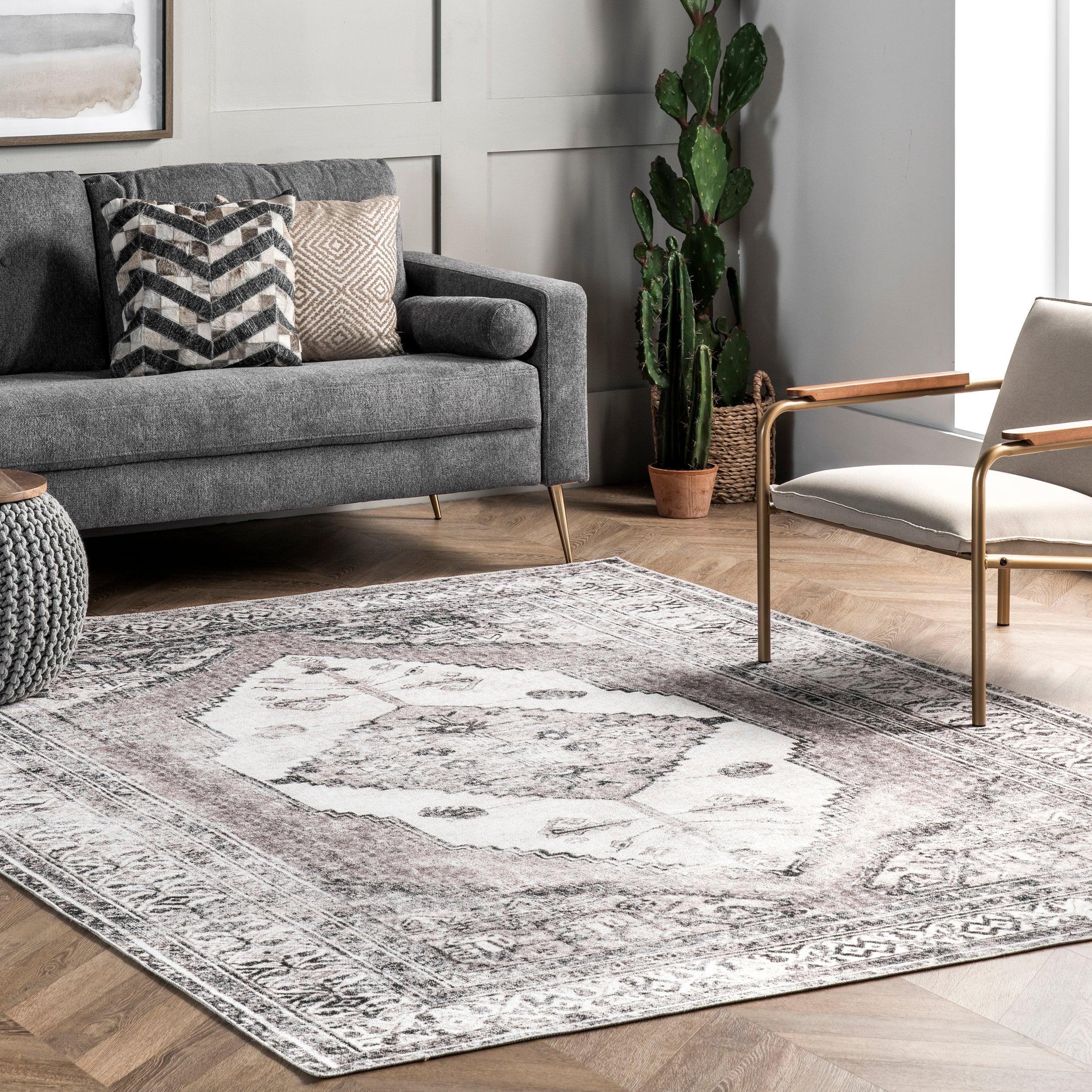 Gladys Machine Washable Vintage Medallion Area Rug - Remutear