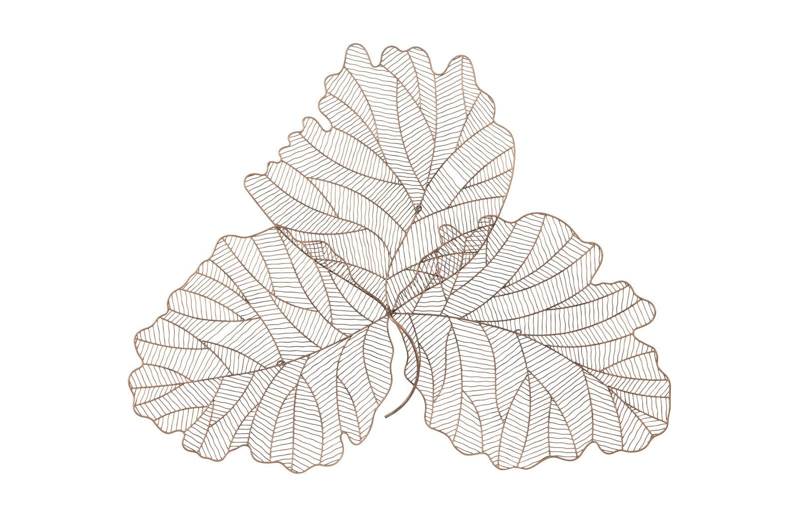 Tri Leaf Wall Art, Large, Metal, Copper/Black - Remutear