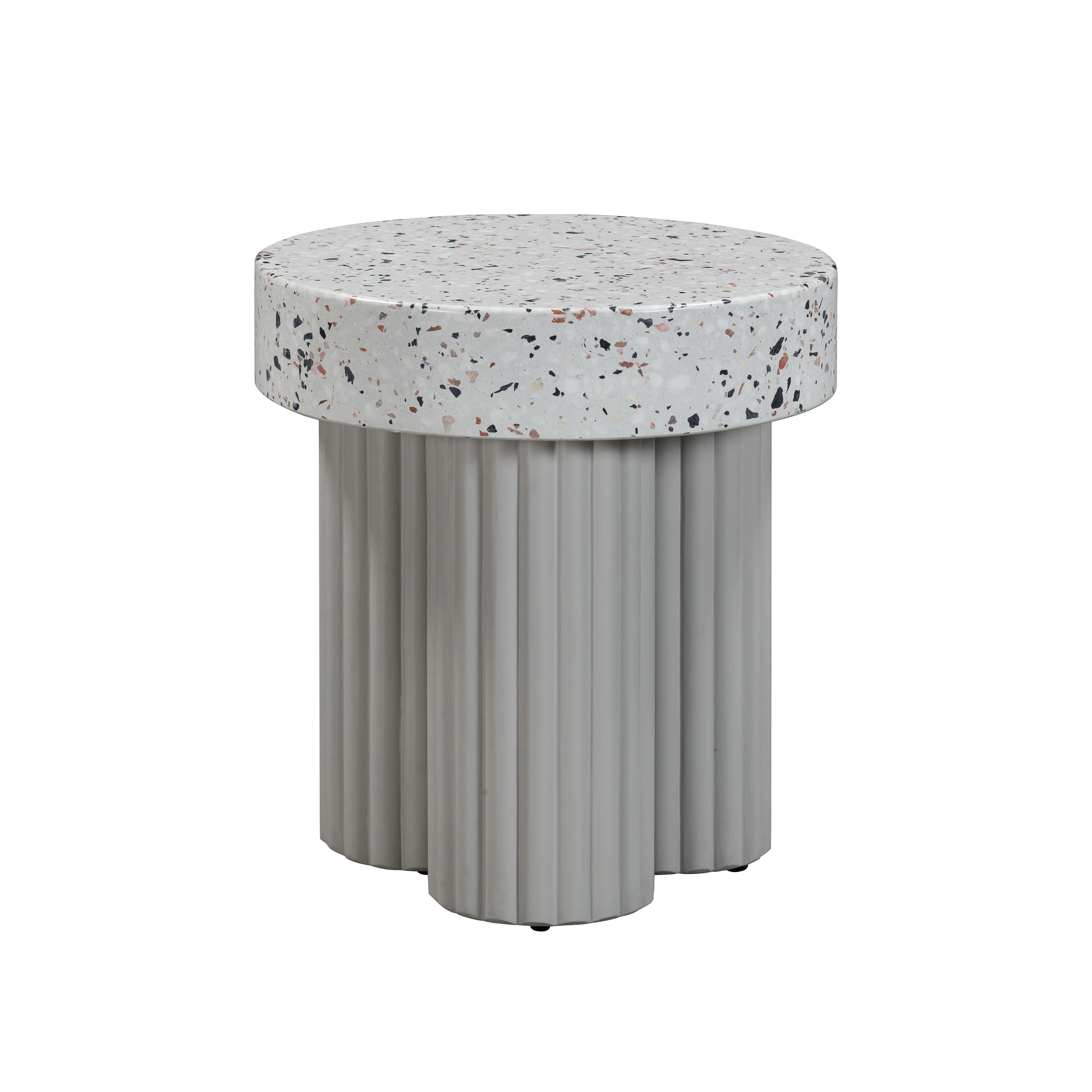 Clover Faux Terrazzo Indoor / Outdoor Round Side Table - Remutear