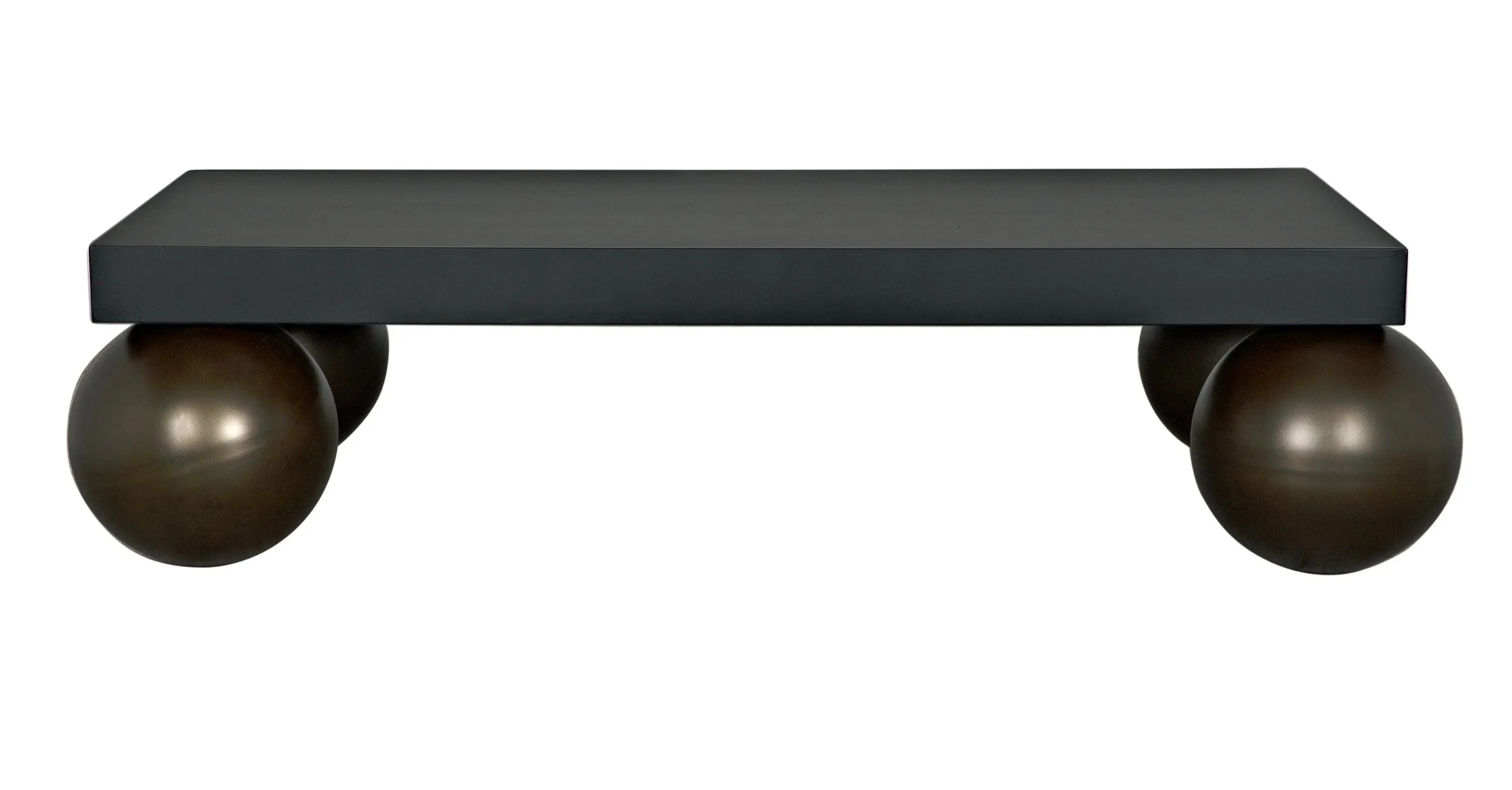 Cosmo Coffee Table, Black Metal with Aged Brass Finish Legs - Remutear