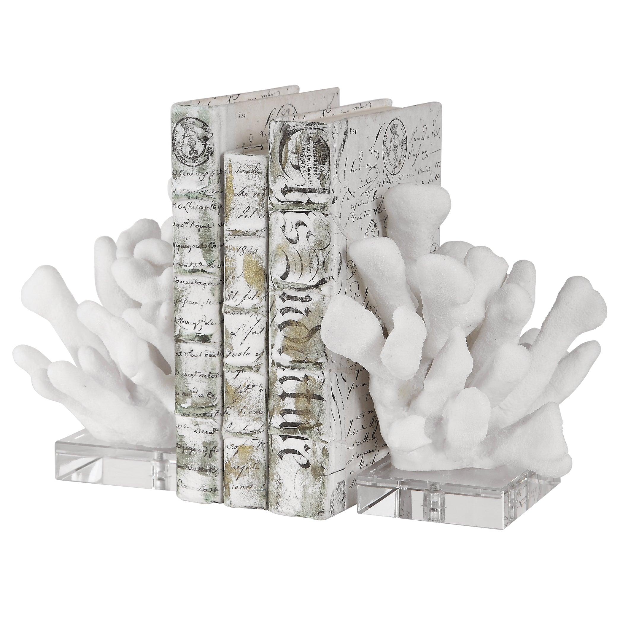 CHARBEL WHITE BOOKENDS, SET/2 - Remutear