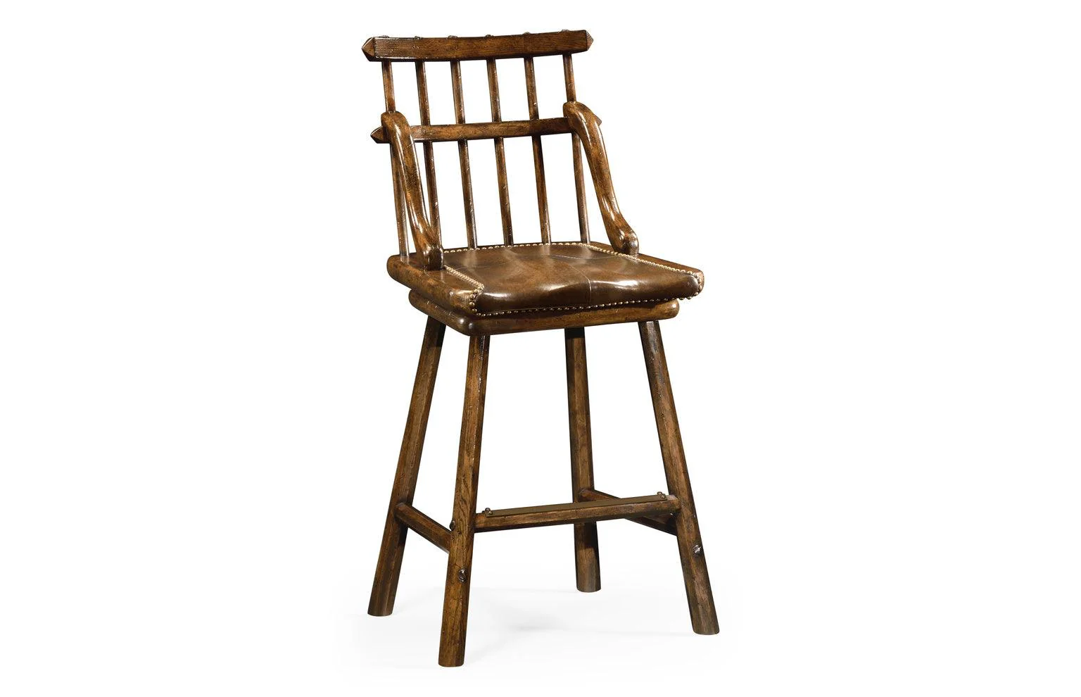 Nottinghamshire Rustic Dark Oak Barstool - Remutear