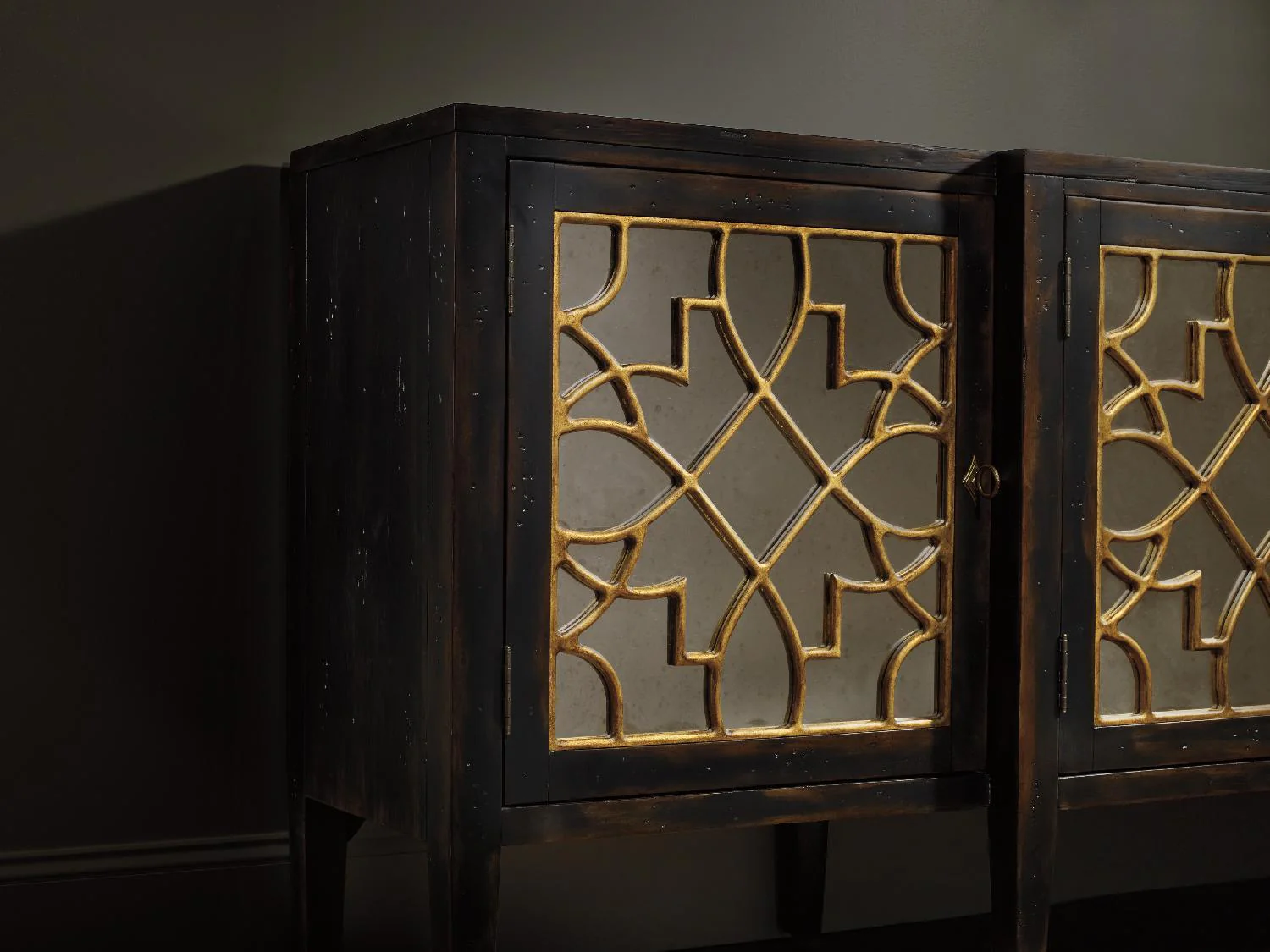 Sanctuary Four Door Mirrored Console- Ebony - Remutear