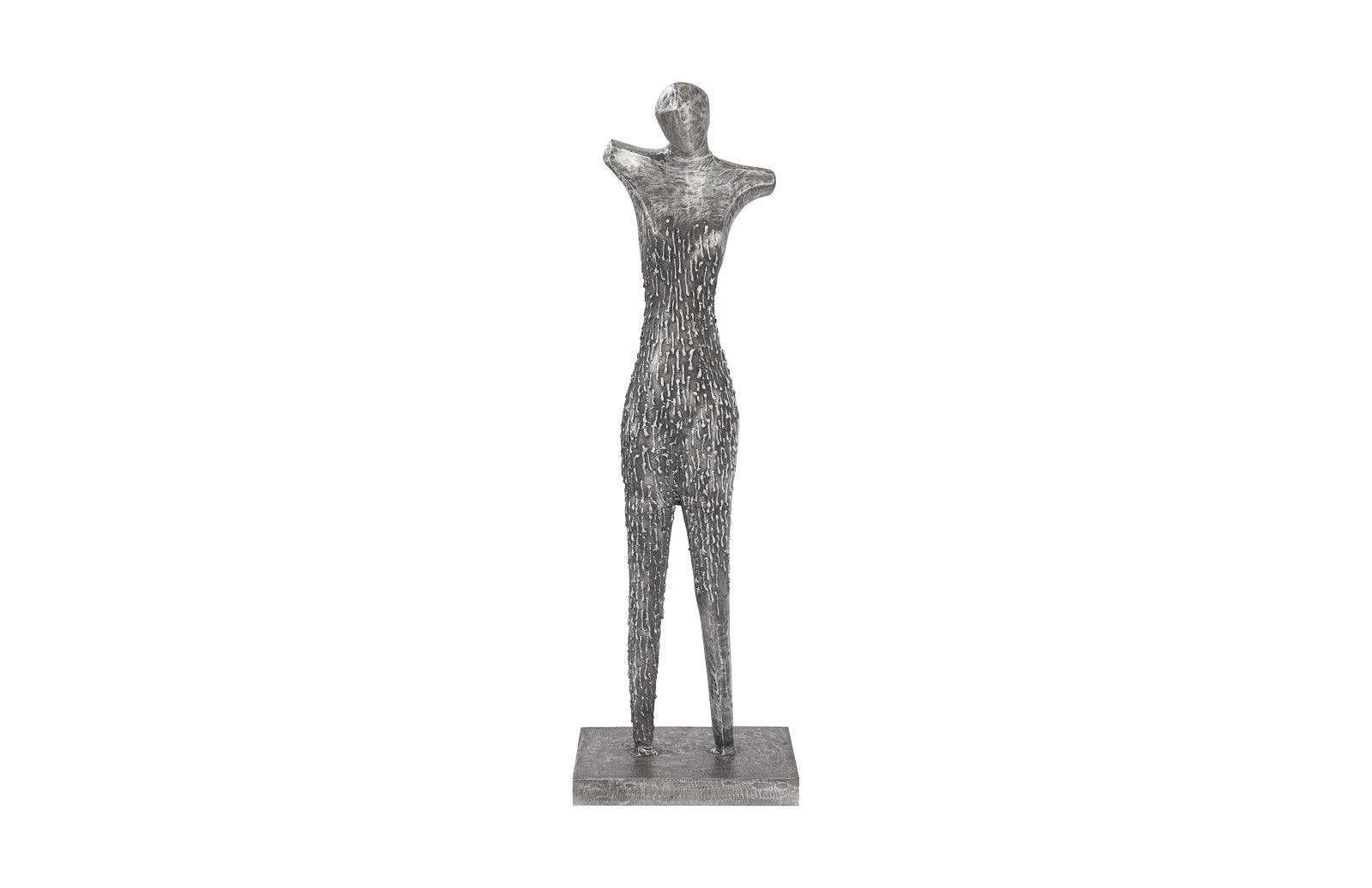 Abstract Female Sculpture on Stand, Black/Silver, Aluminum - Remutear