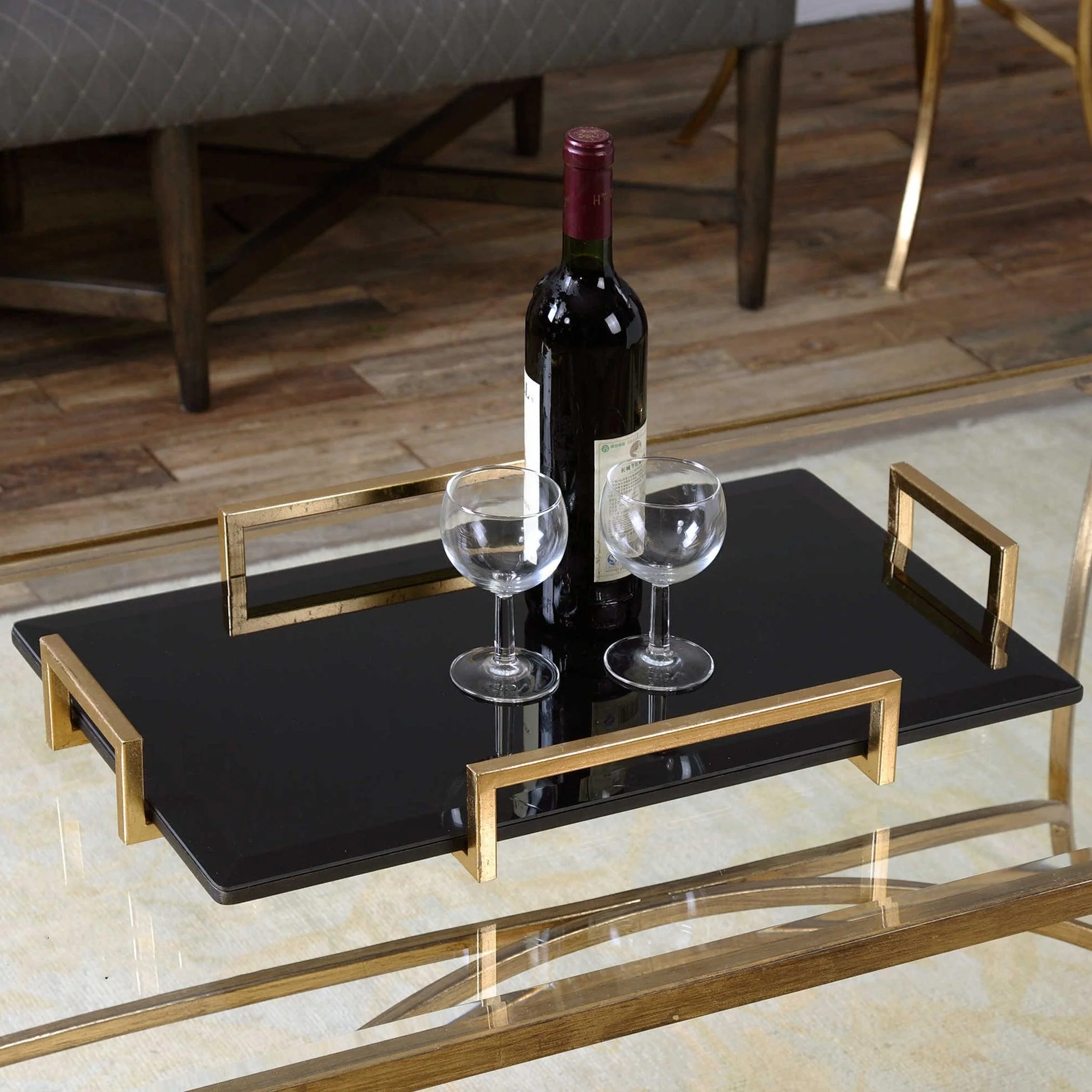 ETTORE BLACK GLASS TRAY - Remutear