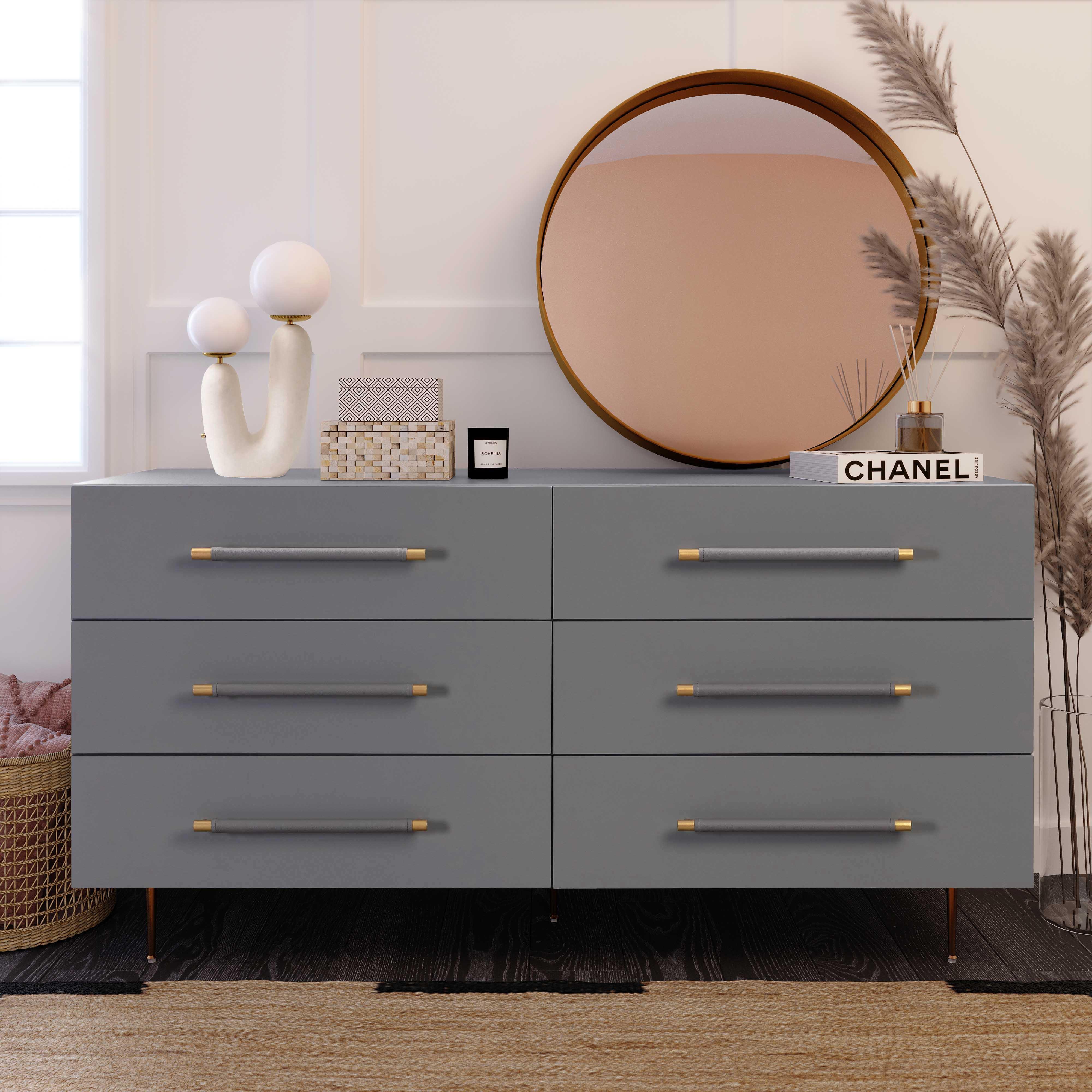 Trident Grey 6 Drawer Dresser - Remutear