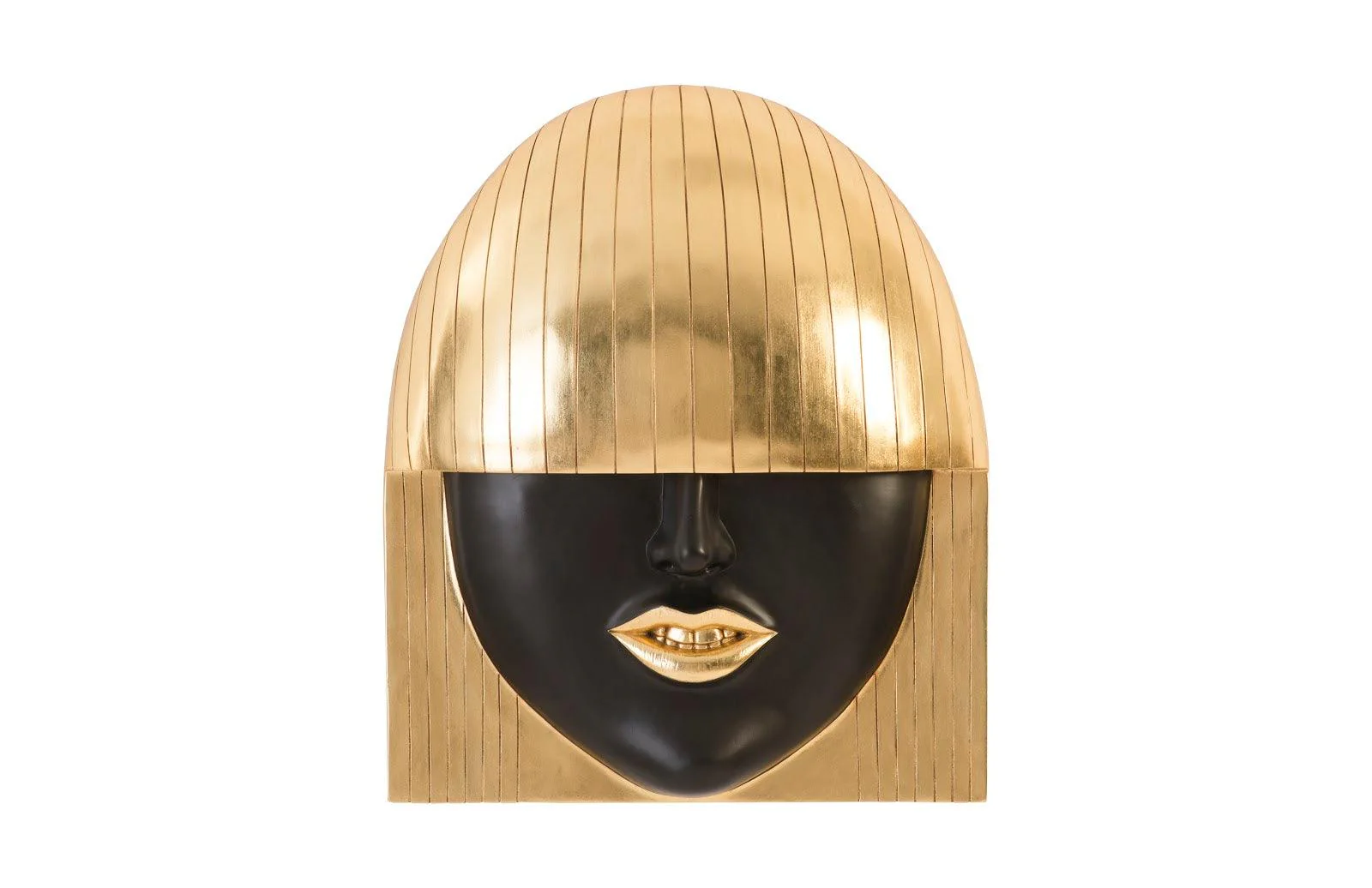 Fashion Faces Wall Art, Large, Smile, Black and Gold Leaf - Remutear