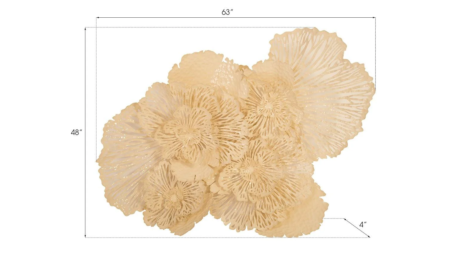 Flower Wall Art, Large, Ivory, Metal - Remutear