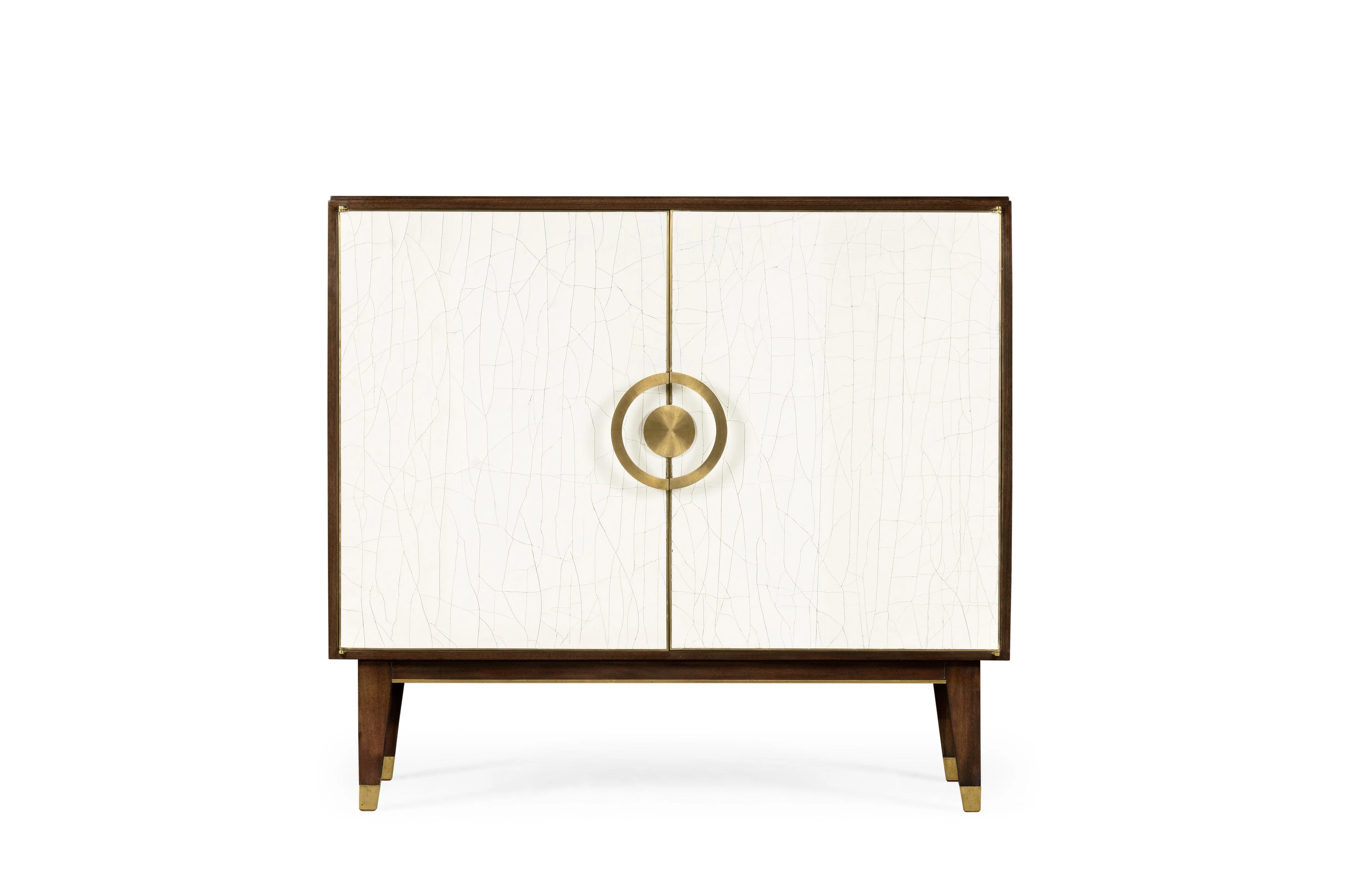 Eclectic Walnut and Crackle Lacquered Accent Cabinet - Remutear