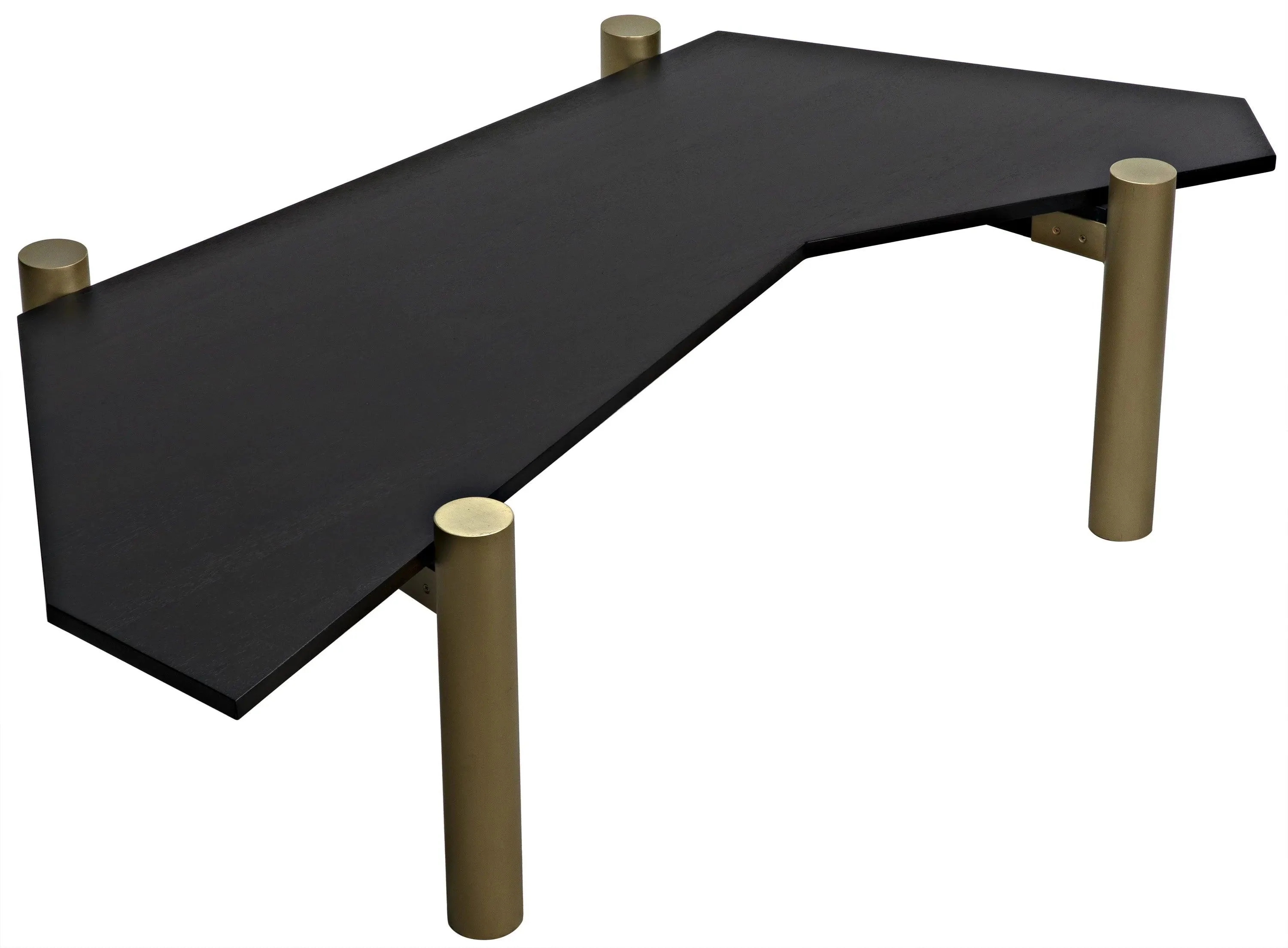 Tabu Coffee Table, Brass Finished Legs with Ebony Walnut Top - Remutear