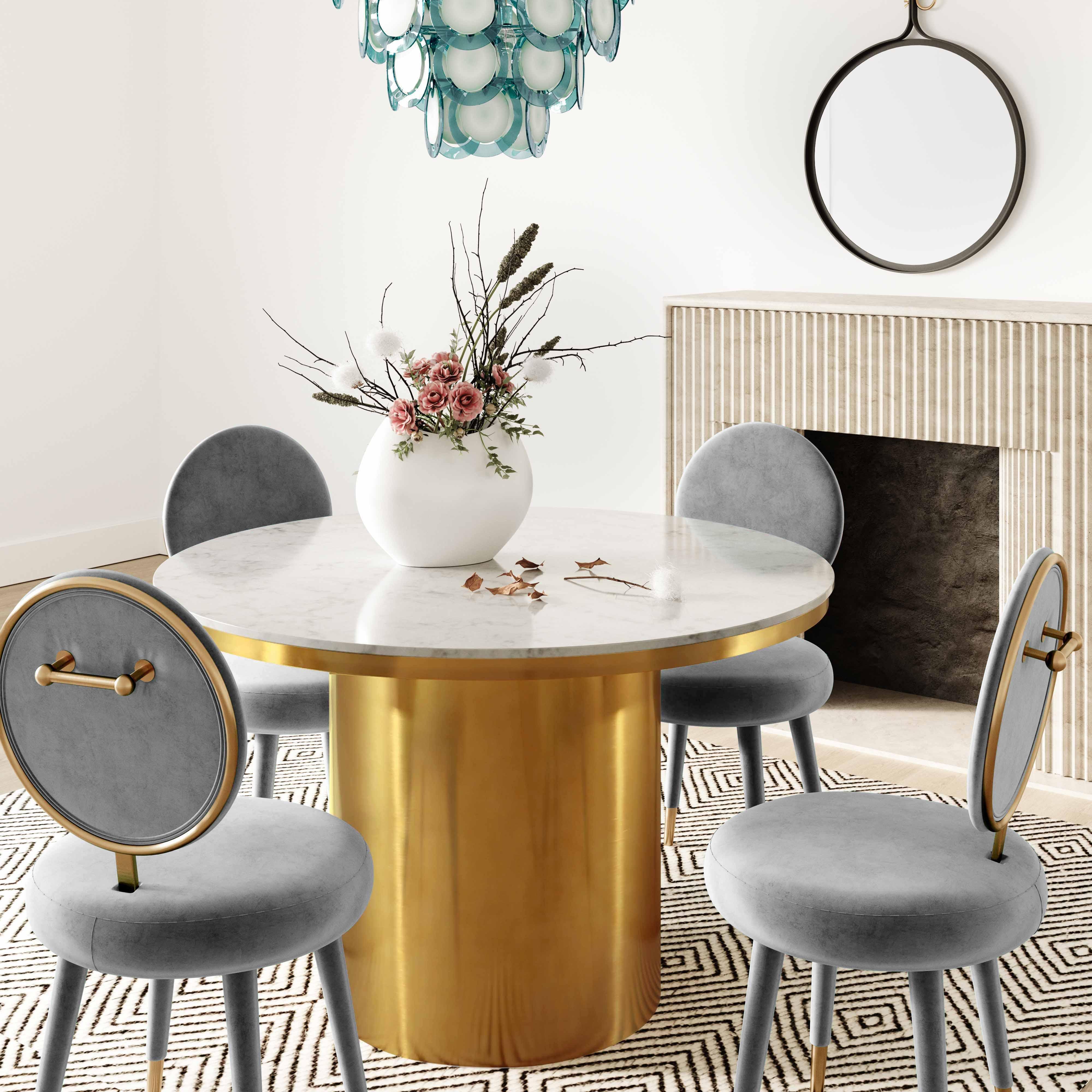 Kylie Light Grey Velvet Dining Chair - Remutear