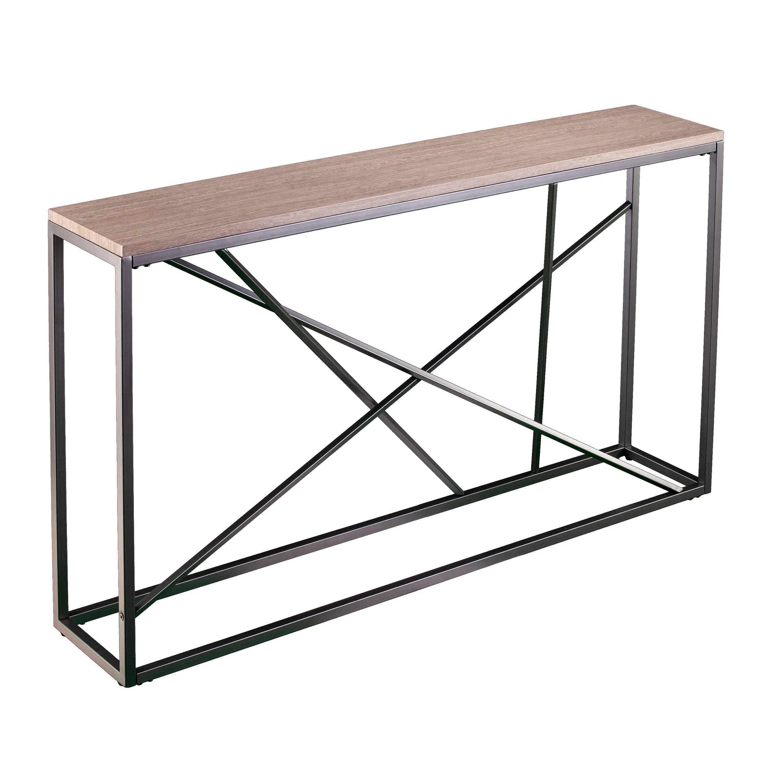 Arendal Faux Stone Skinny Console Table - Grey - Remutear
