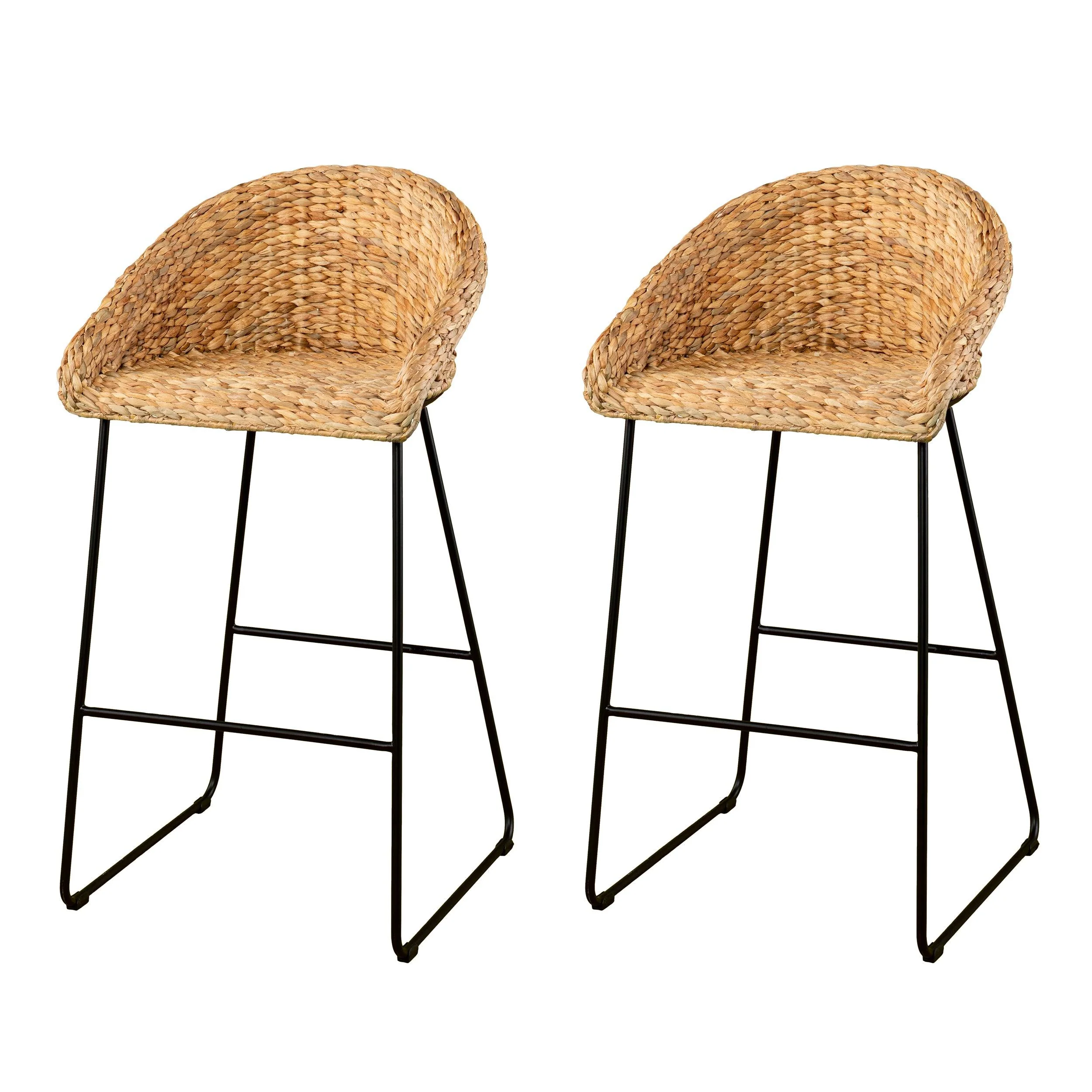 Landrine Water Hyacinth Bar Stools – 2pc Set - Remutear
