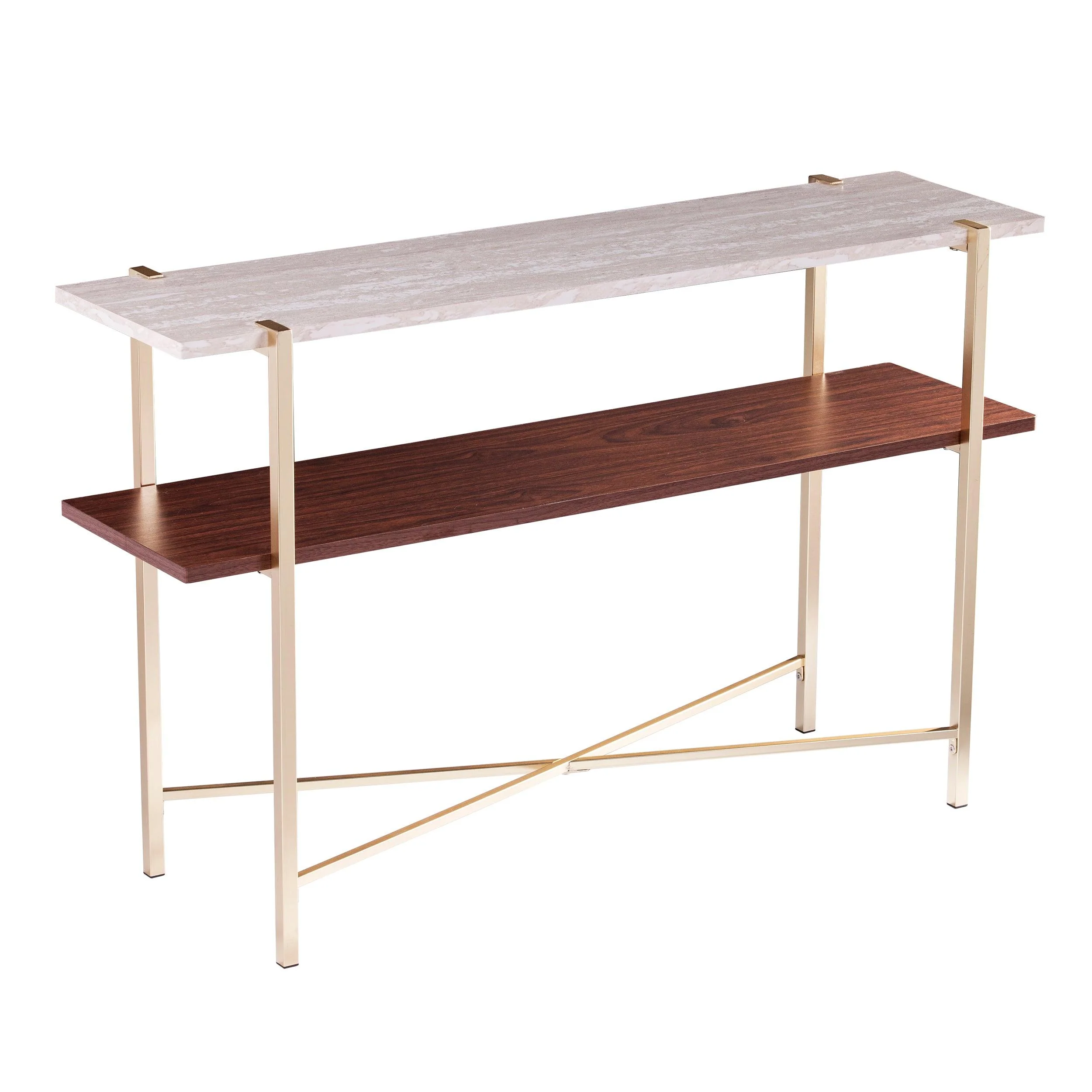 Ardmillan Faux Marble Console Table w/ Storage - Remutear
