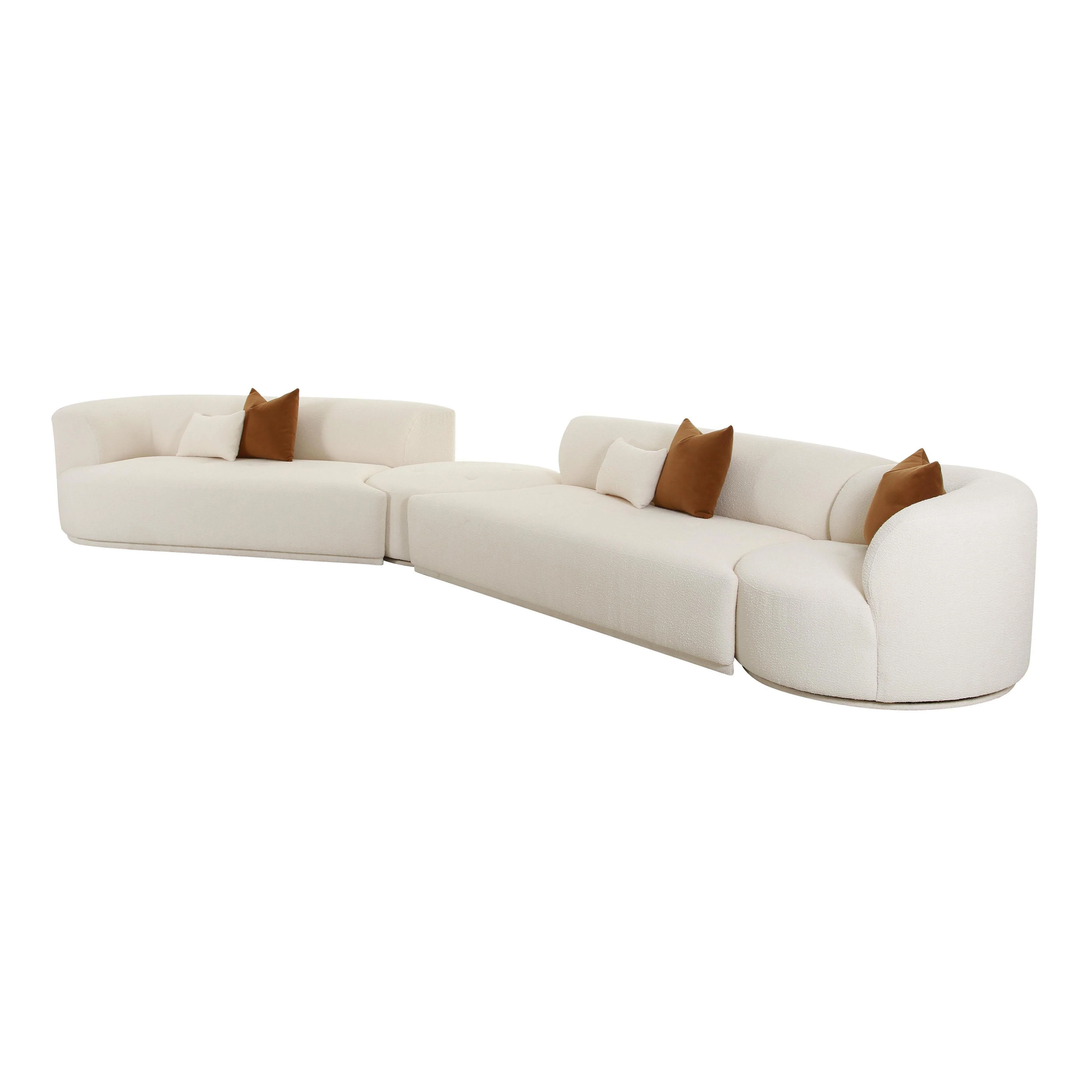 Fickle Cream Boucle 4-Piece Modular LAF Sectional - Remutear