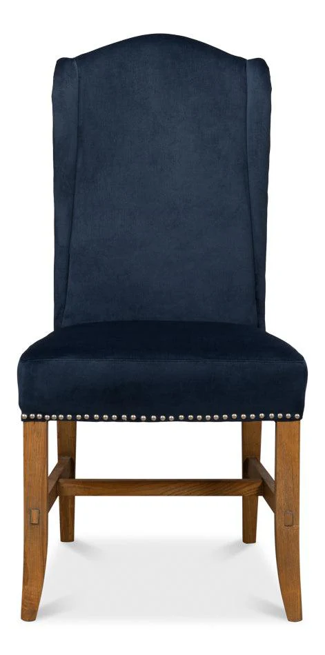 High Back Dining Chair - Blue Velvet - Set of 2 - Remutear