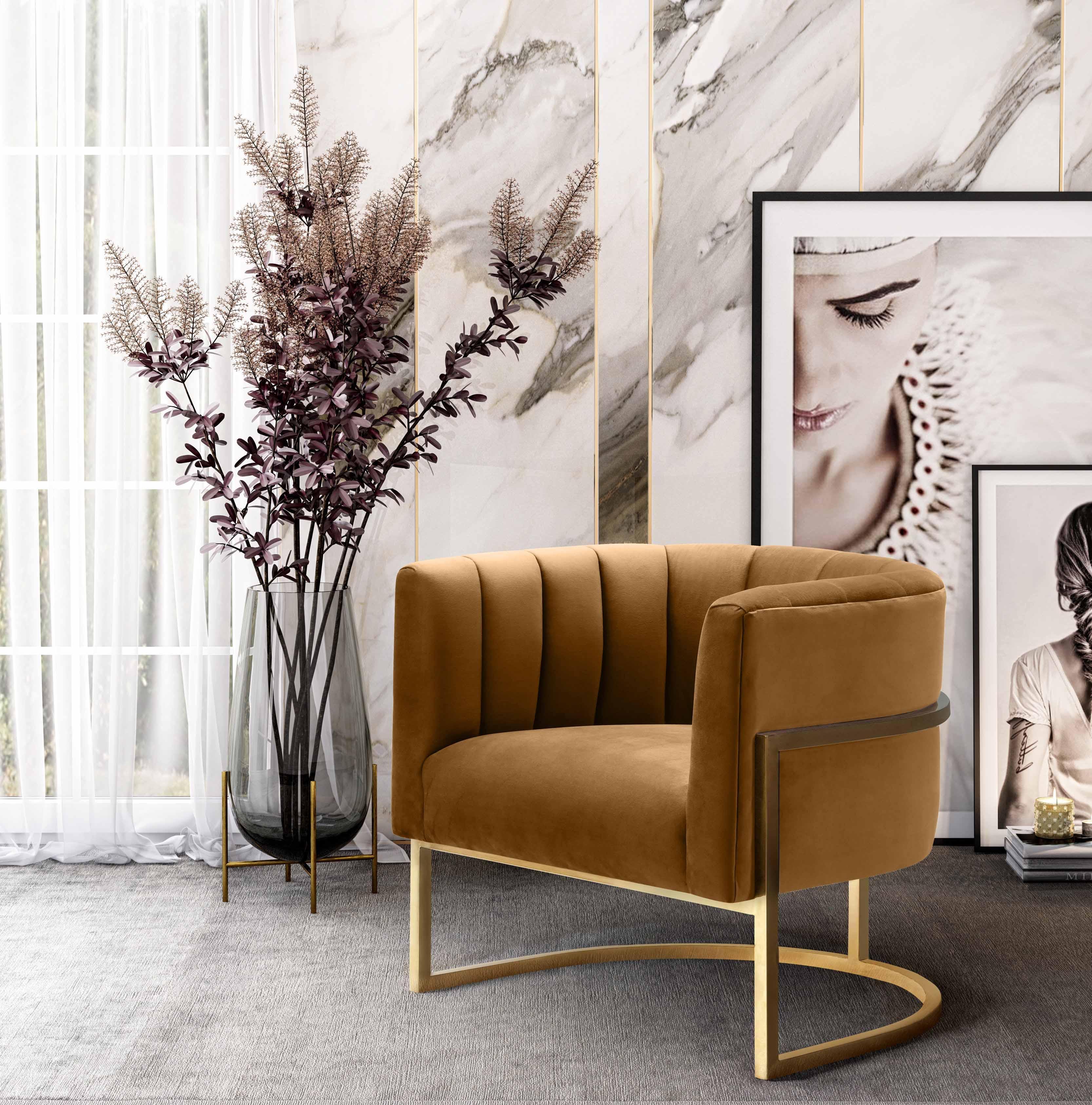 Magnolia Cognac Velvet Chair - Remutear