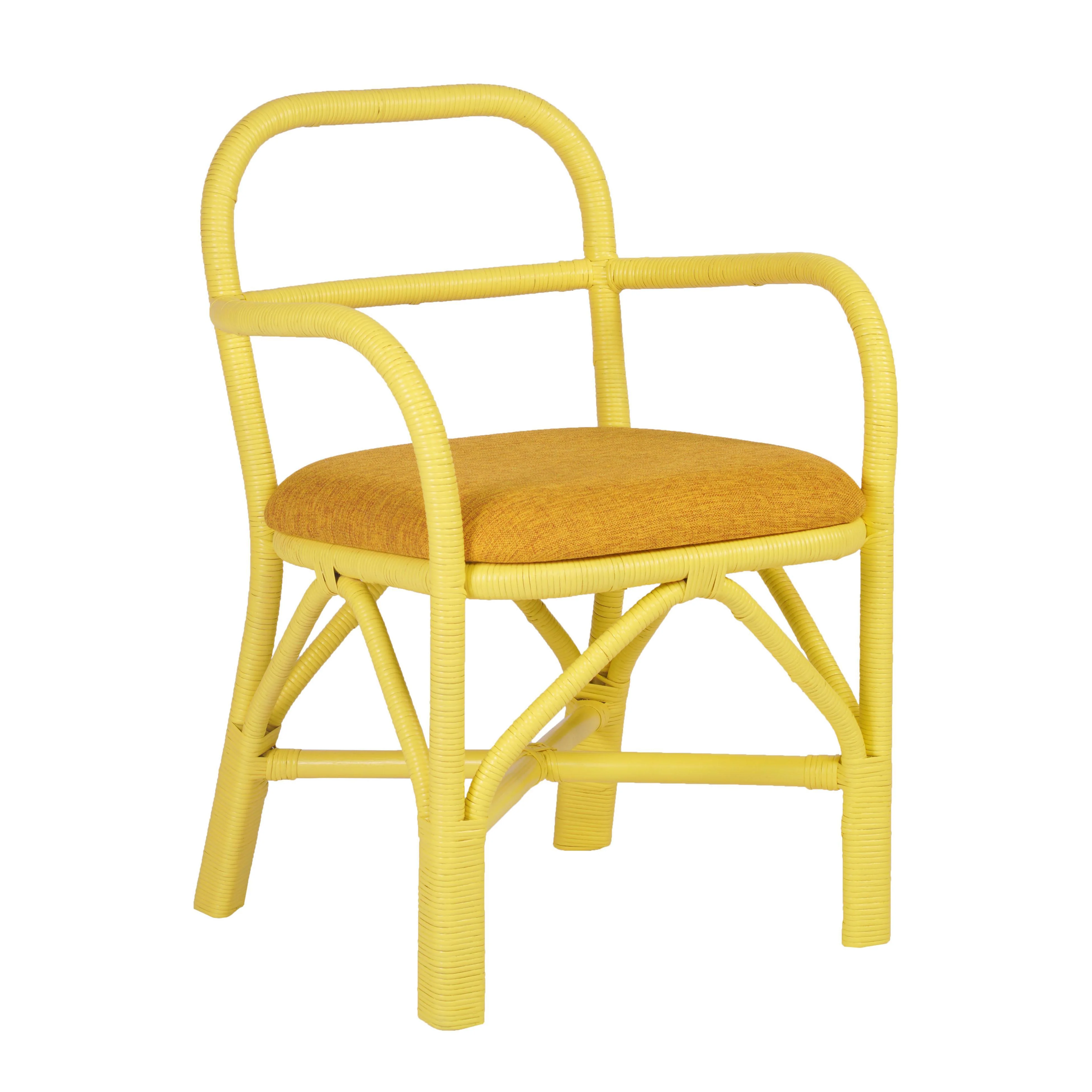 Ginny Yellow Rattan Dining Chair - Remutear
