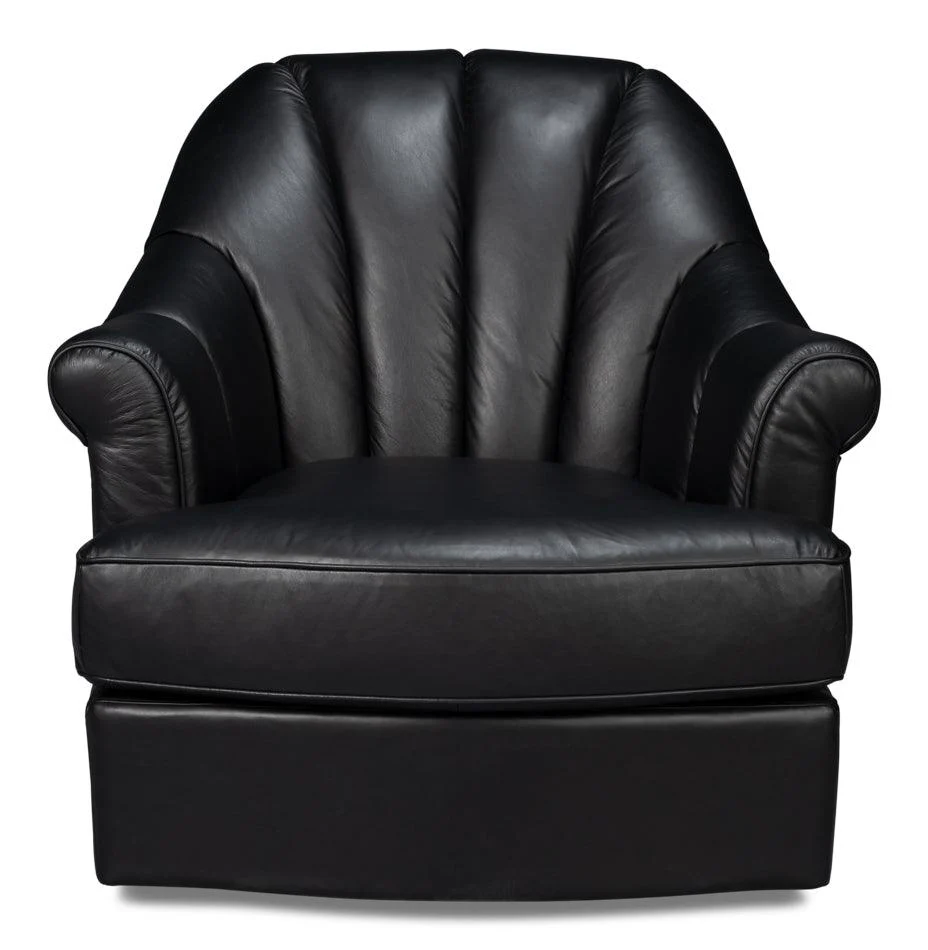 Scoth Swivel Chair In Distilled Lthr Blk - Remutear