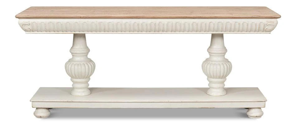 Hugo Console - Ant.White W/Natural Top - Remutear