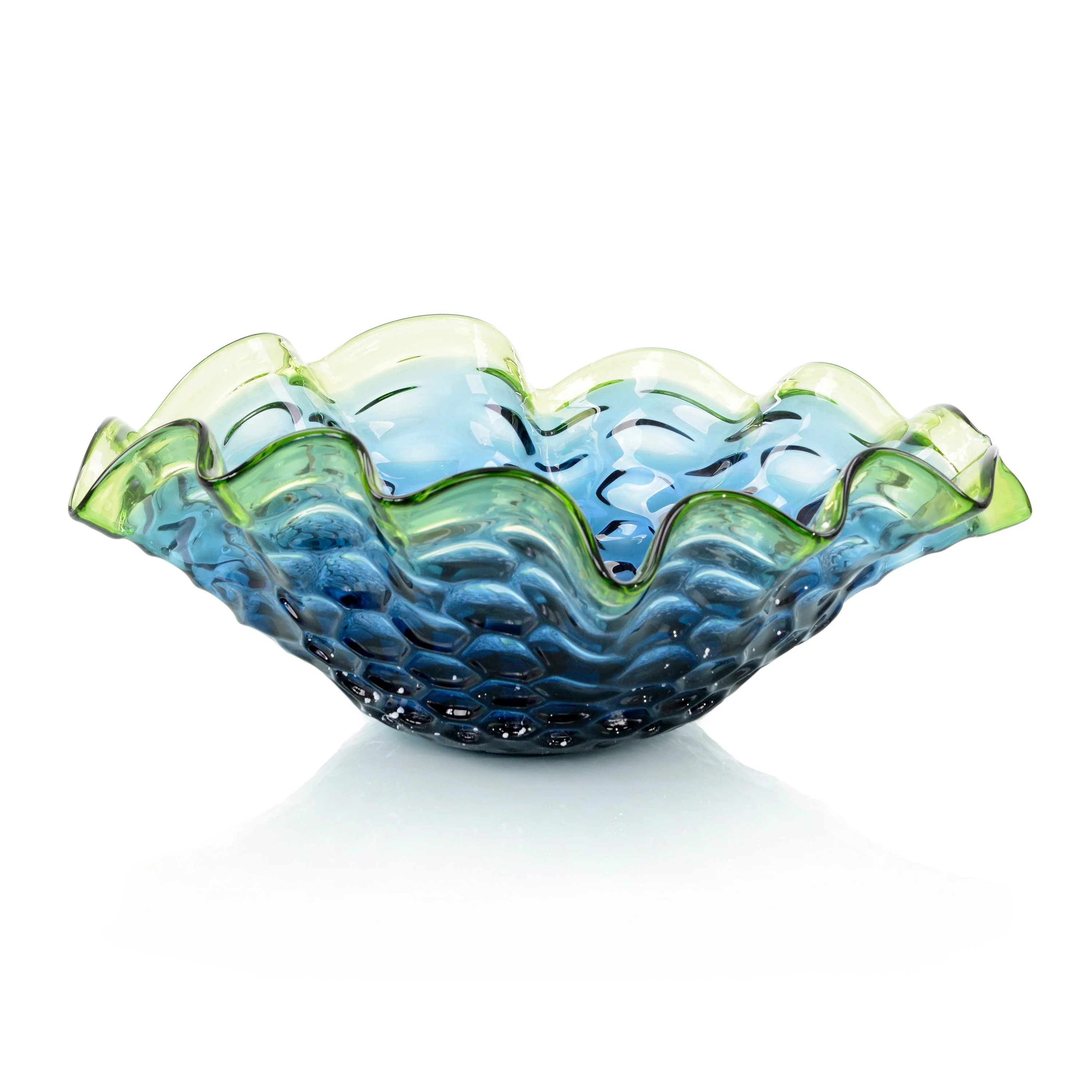 Royal And Emerald Handblown Glass Bowl - Remutear