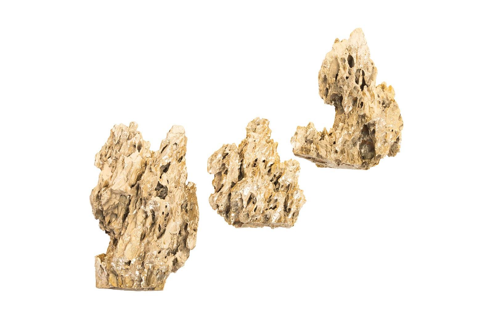 Stalagmite Wall Art Plated Brass, Set of 3,  Assorted Size and Shape - Remutear