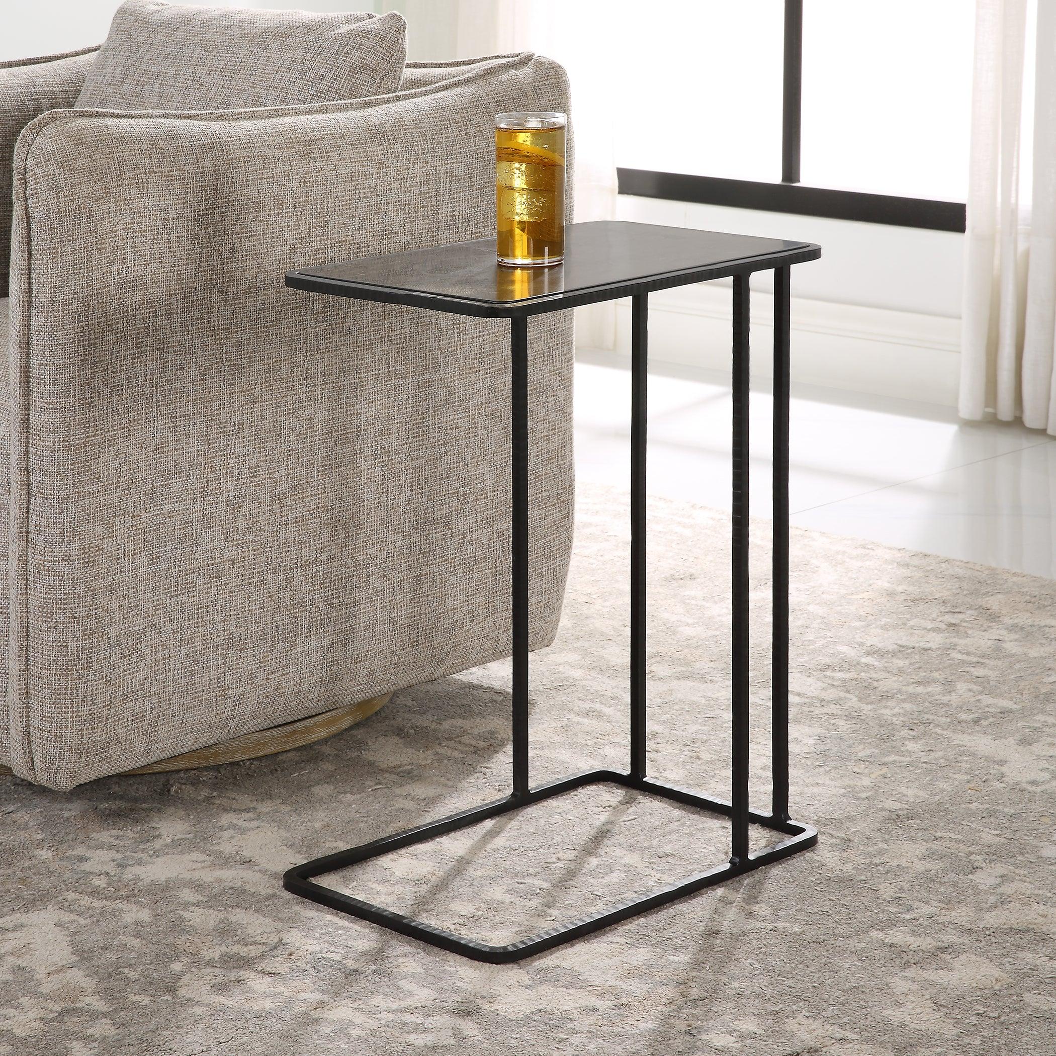 Cavern Stone & Iron Accent Table - Remutear
