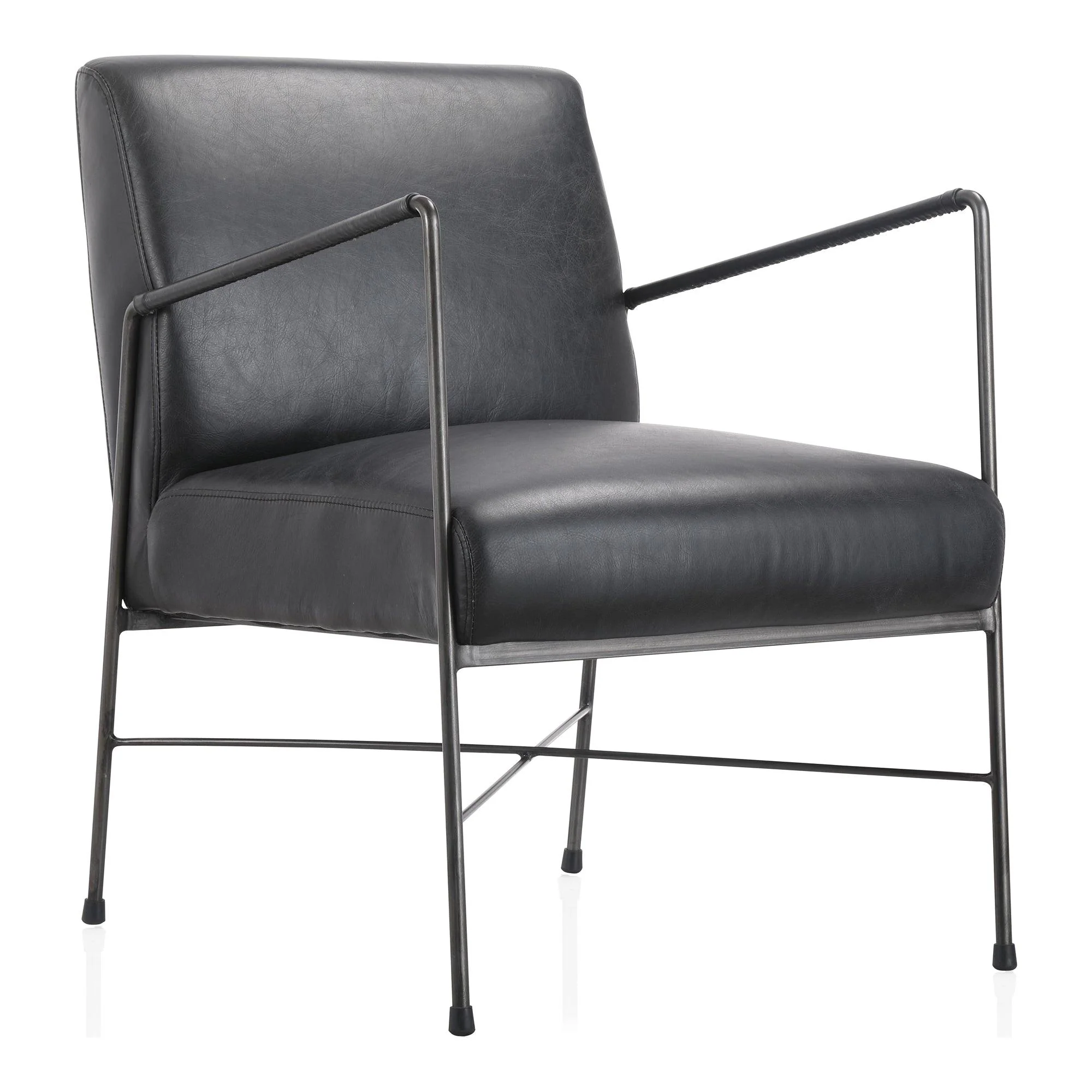 Dagwood Leather Arm Chair Onyx Black Leather - Remutear