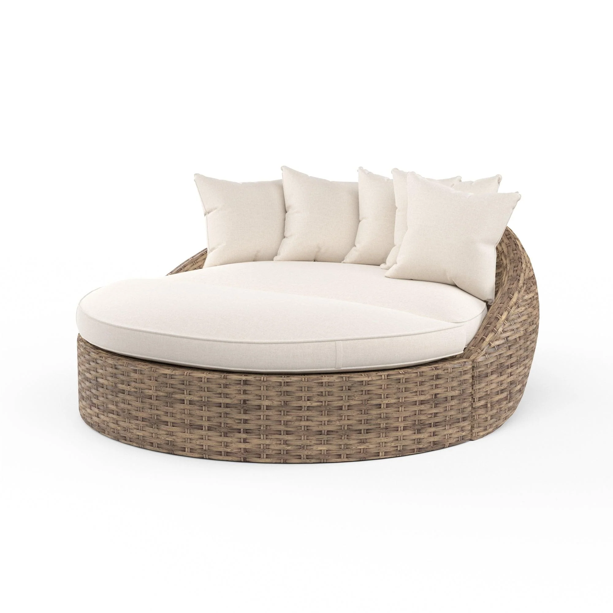 Havana Round Daybed in Canvas Flax w/ Self Welt - Remutear