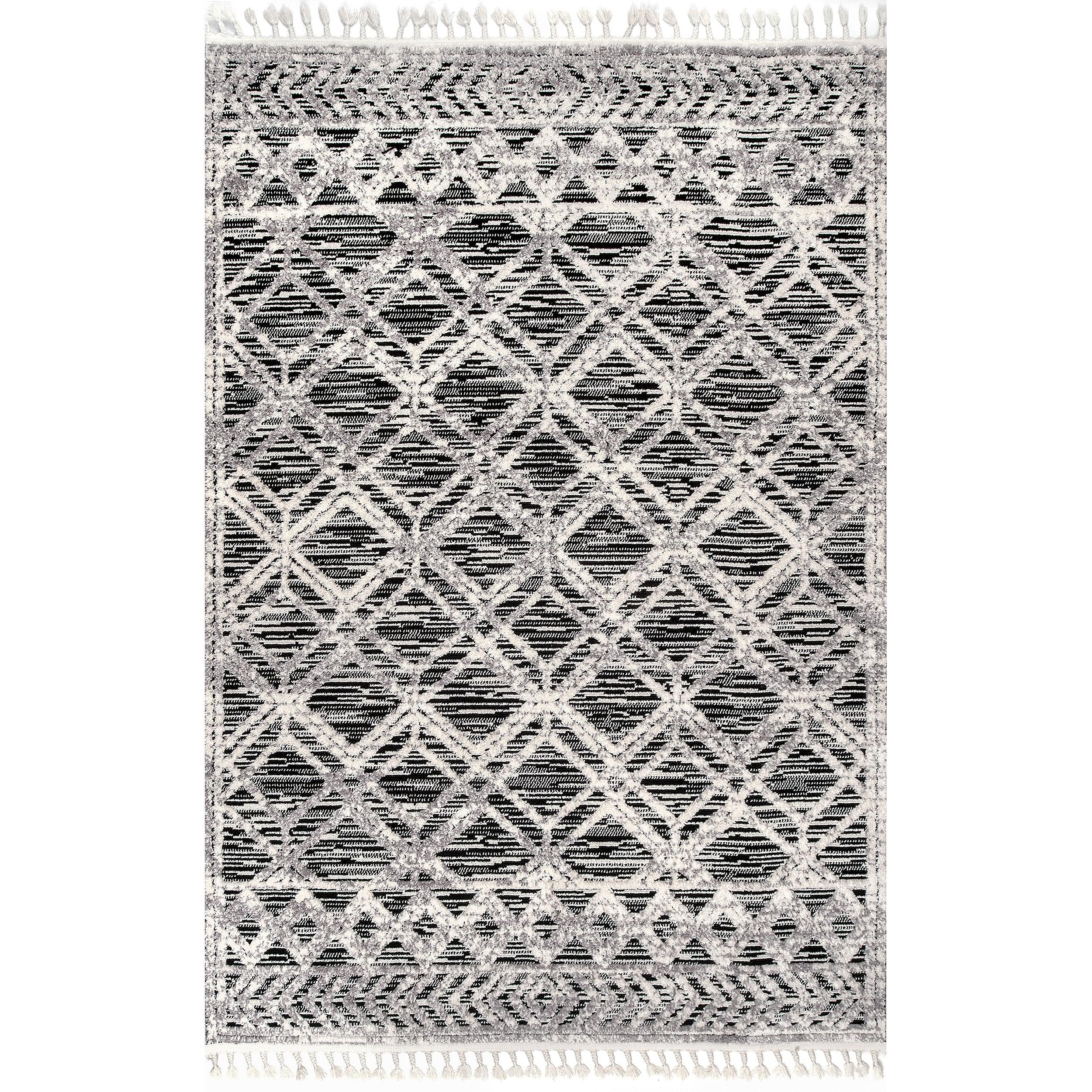 Ansley Moroccan Lattice Tassel Area Rug - Remutear