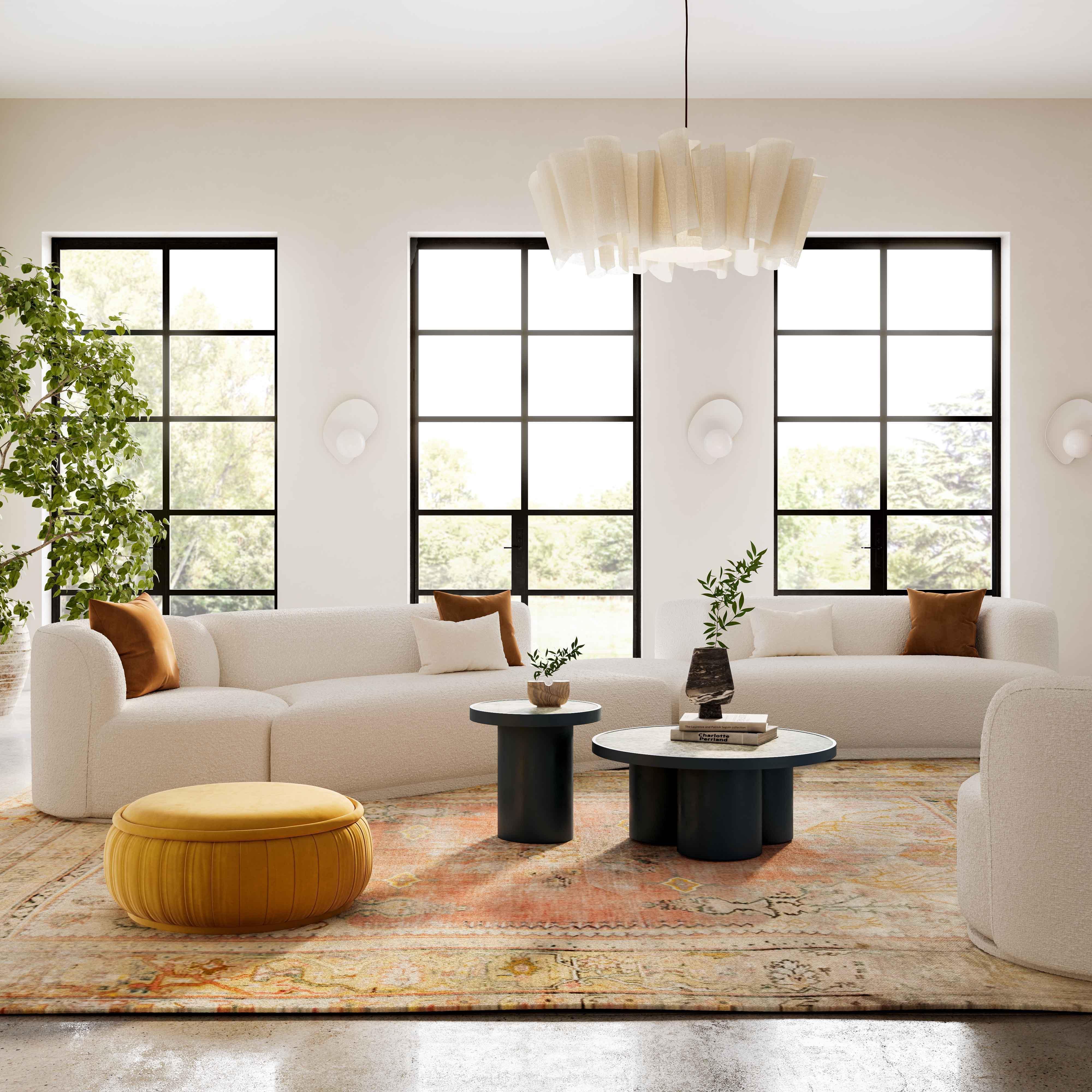 Fickle Cream Boucle 4-Piece Modular RAF Sectional - Remutear