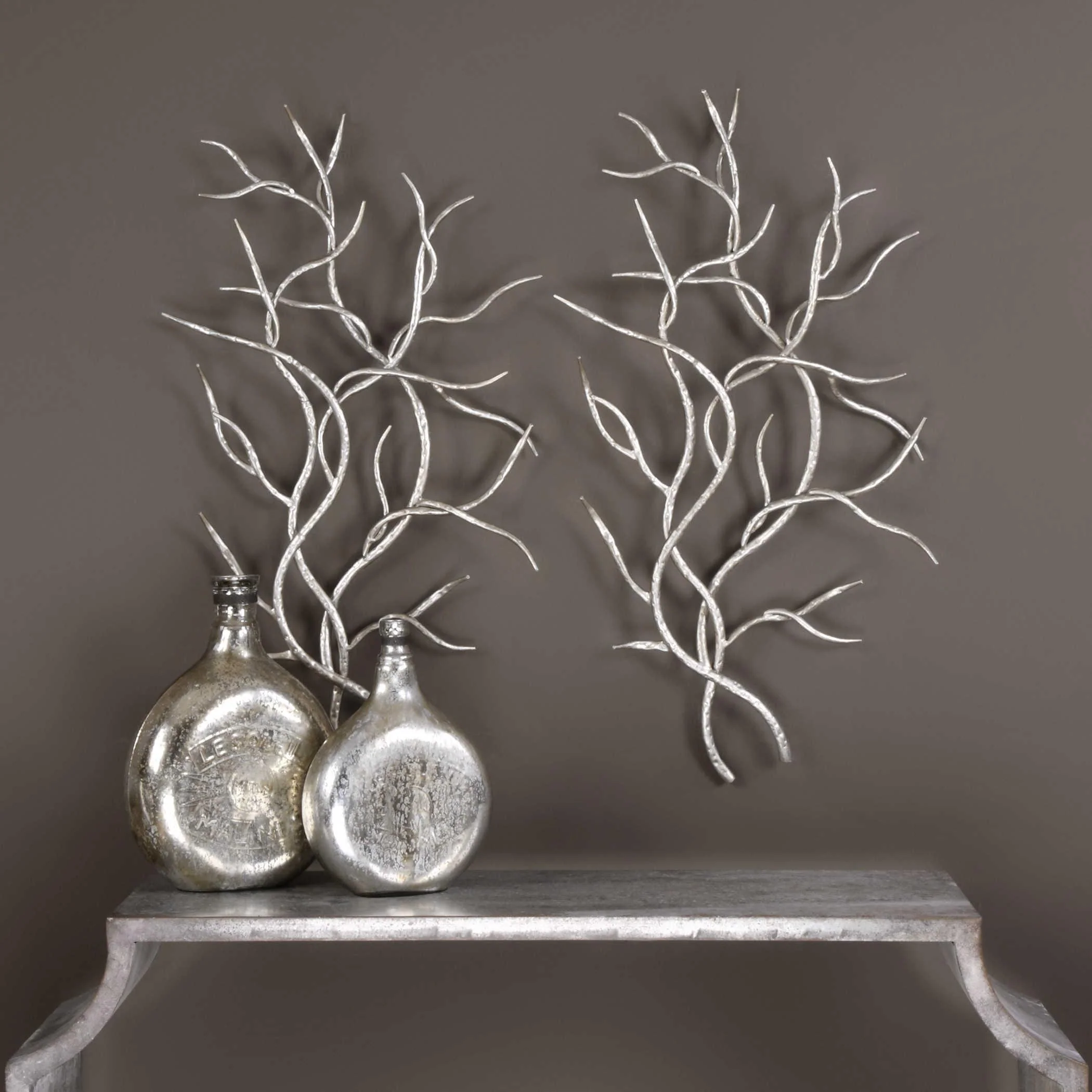 SILVER BRANCHES WALL ART SET OF 2 - Remutear