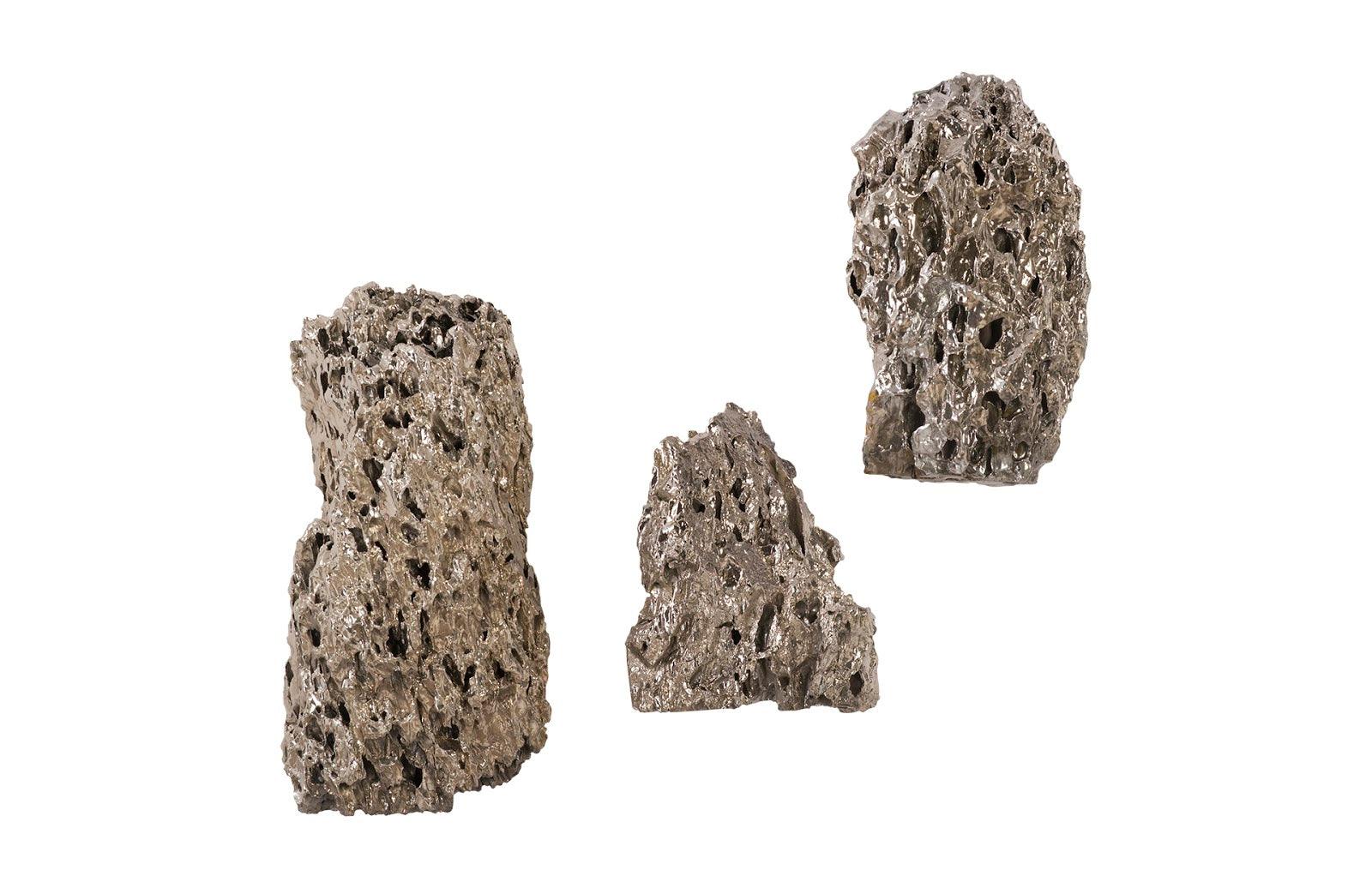 Stalagmite Wall Art Chrome, Set of 3,  Assorted Size and Shape - Remutear