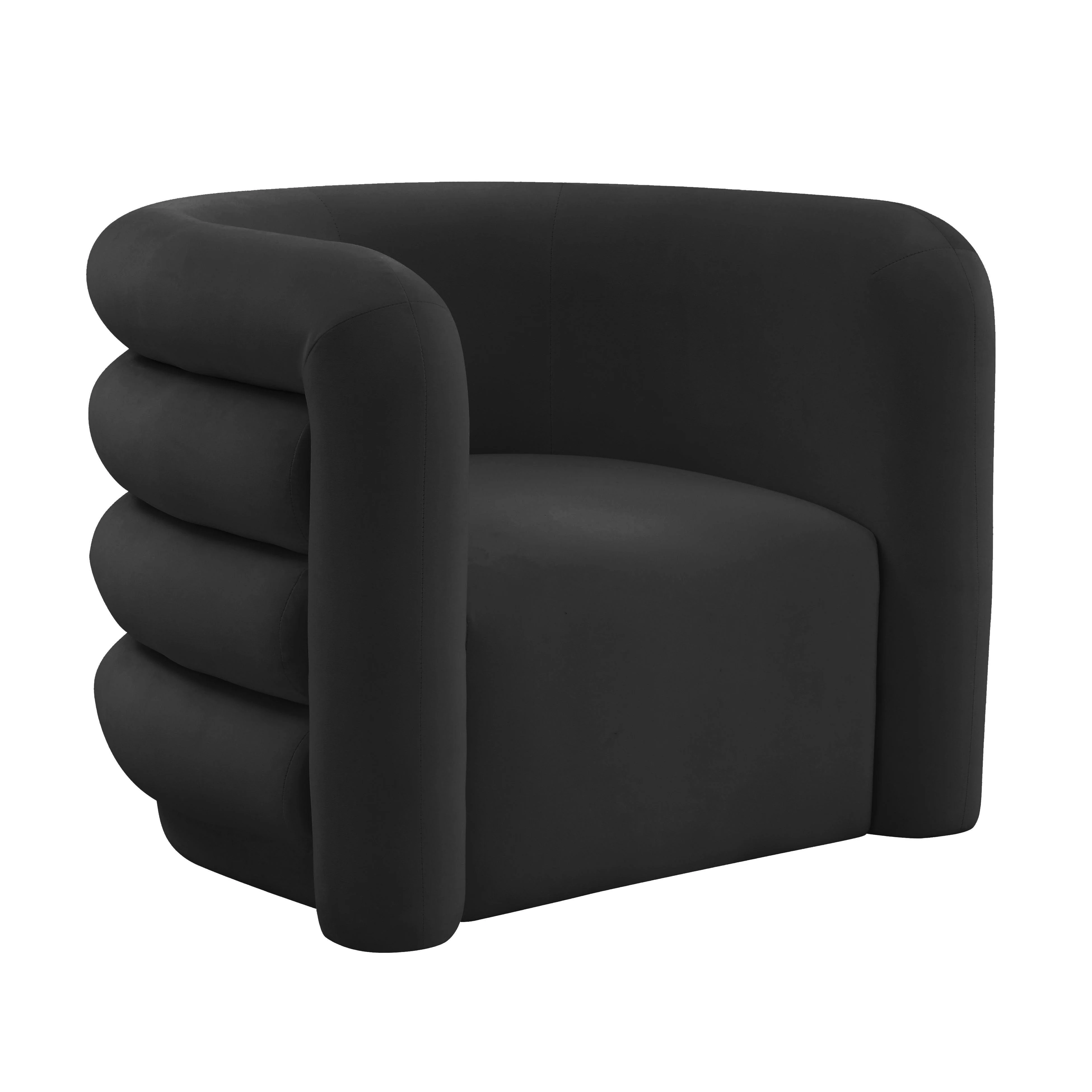 Curves Black Velvet Lounge Chair - Remutear