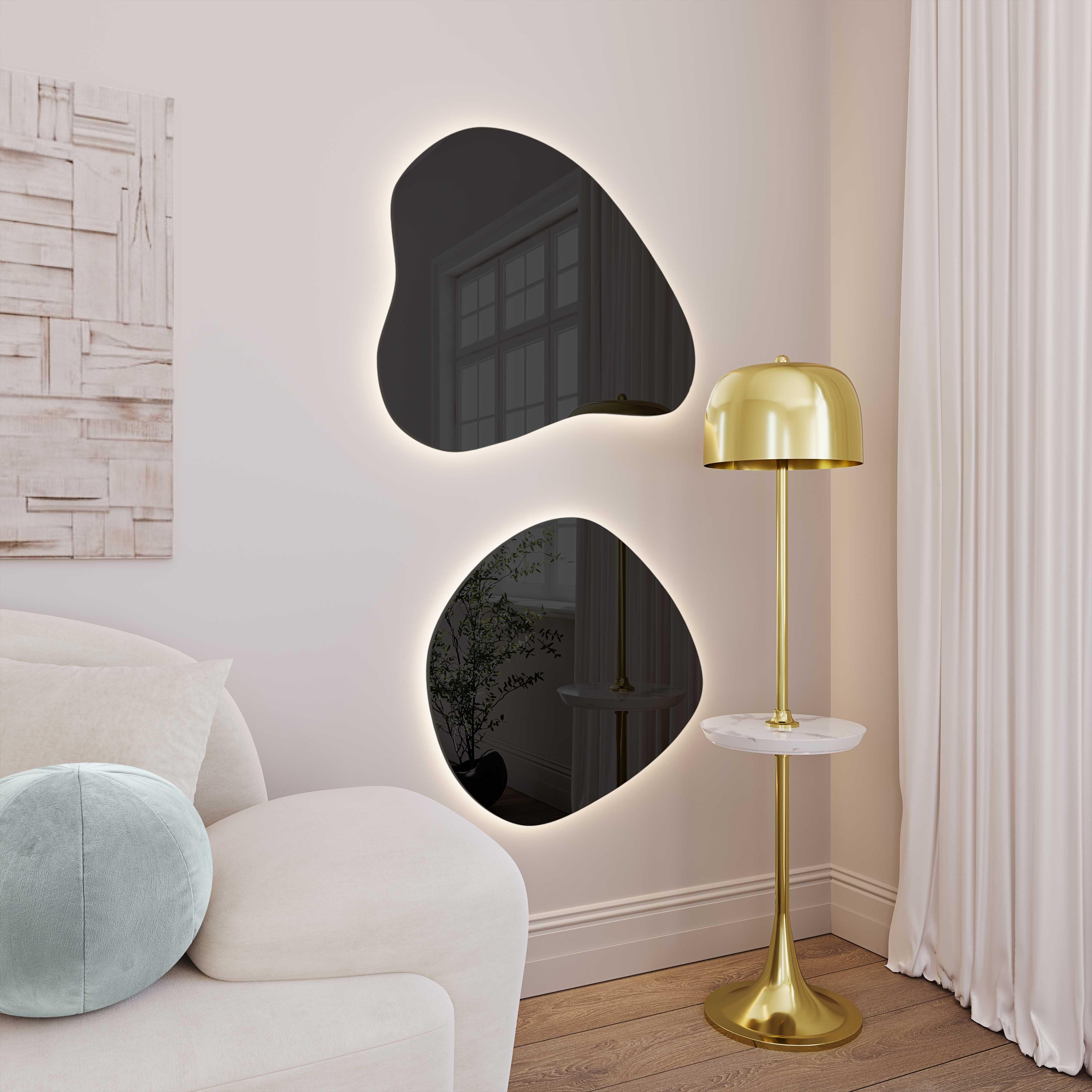 Phoebe LED Teardrop Black Tinted Wall Mirror - Remutear