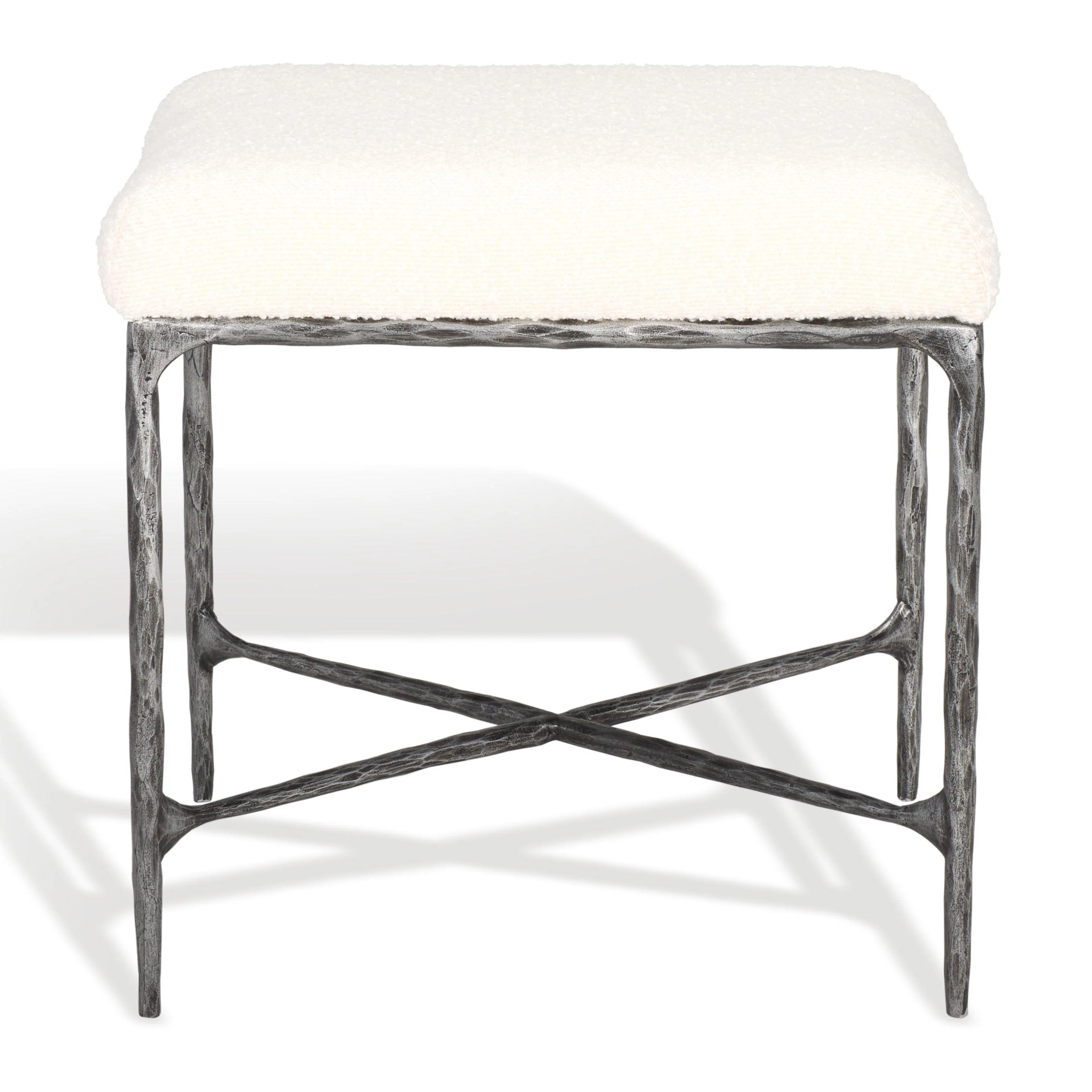 MANDY BOUCLE AND METAL OTTOMAN - Remutear
