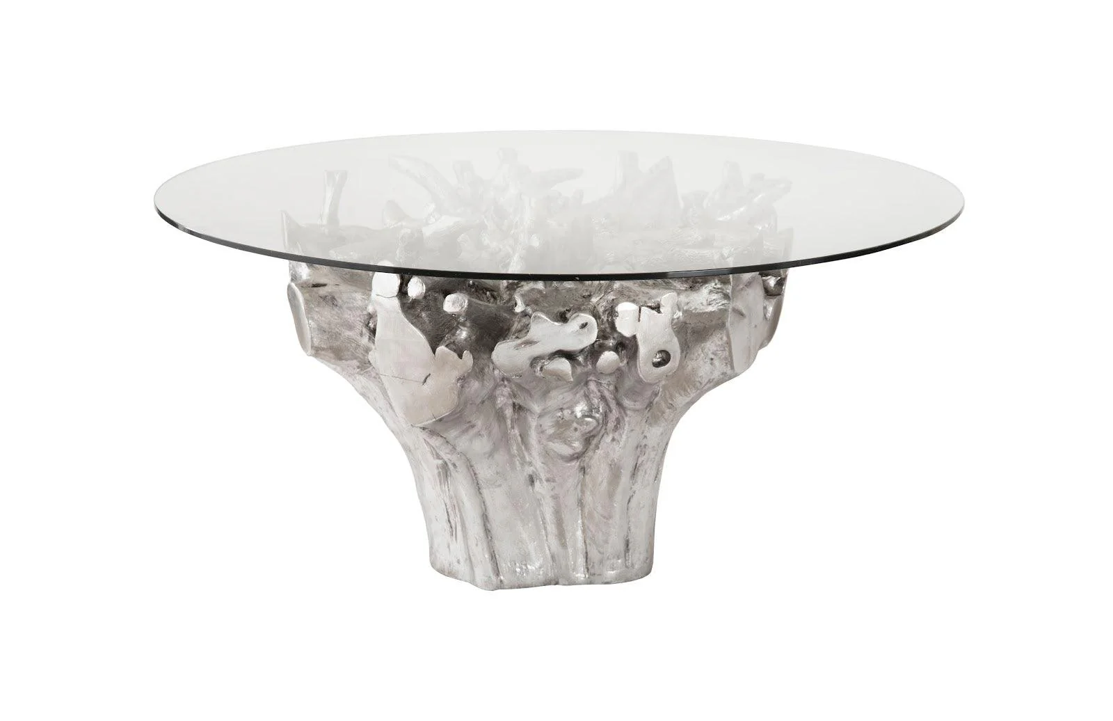 Root Small Silver Dining Table Base, With Glass - Remutear