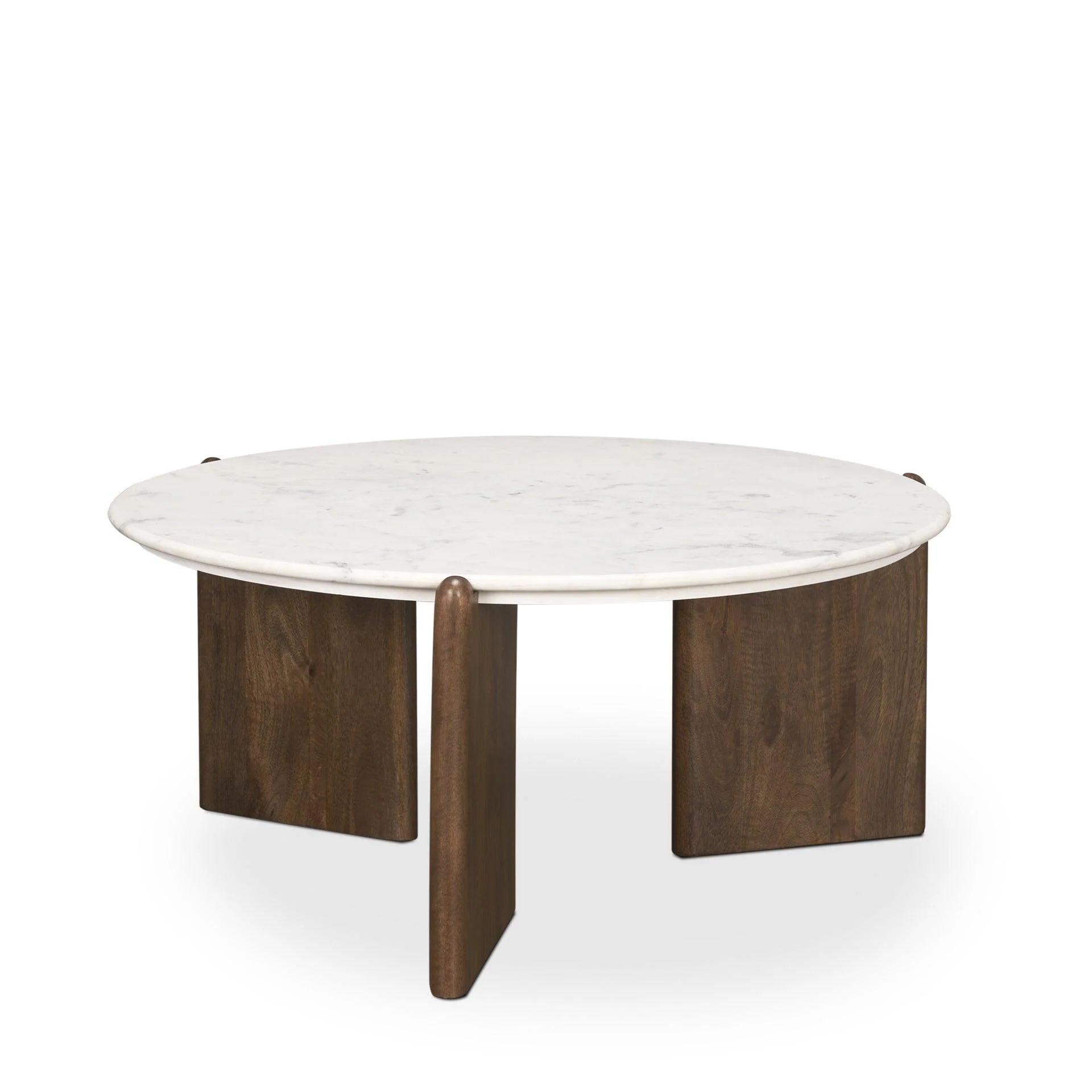 Rumer Dark Brown Wood w/ White Marble Coffee Table - Remutear