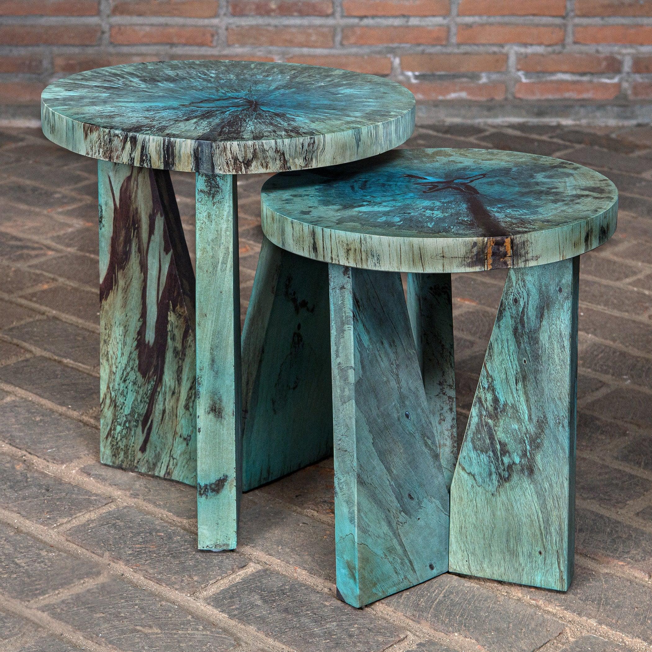 Nadette Blue Nesting Tables, S/2 - Remutear