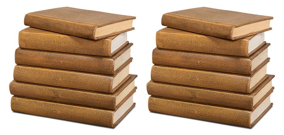 Shagreen Books - Set Of 12 - Tawny Brown - Remutear