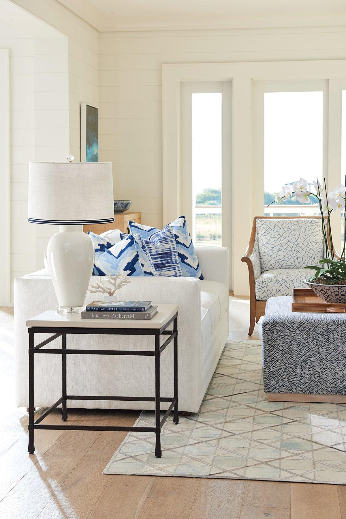 Newport Breakwater Metal And Stone Lamp Table - Remutear