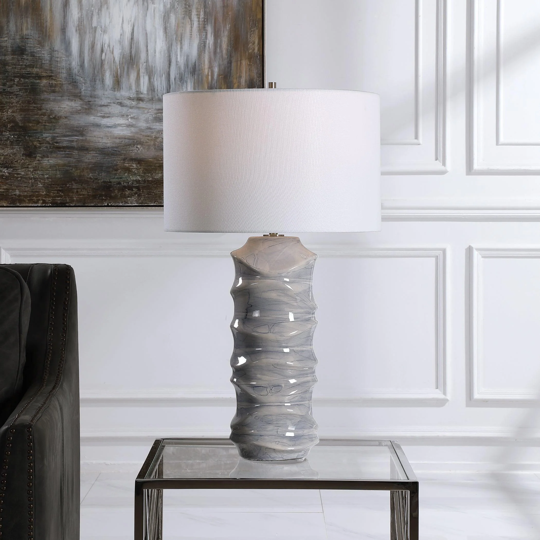 WAVES BLUE & WHITE TABLE LAMP - Remutear