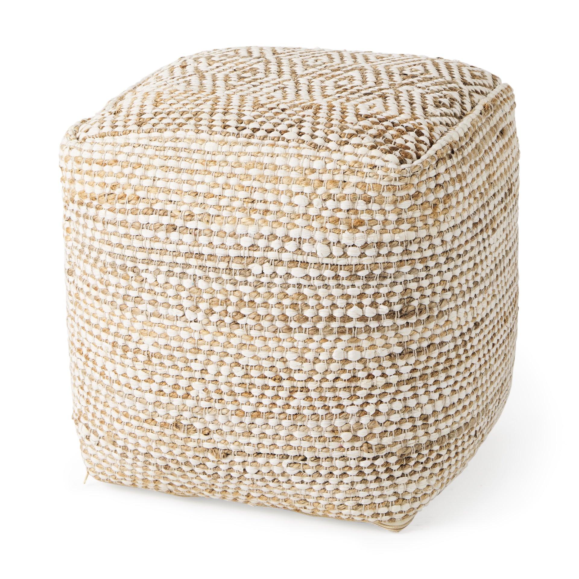 Ekani Cream/Beige Cotton Pouf - Remutear