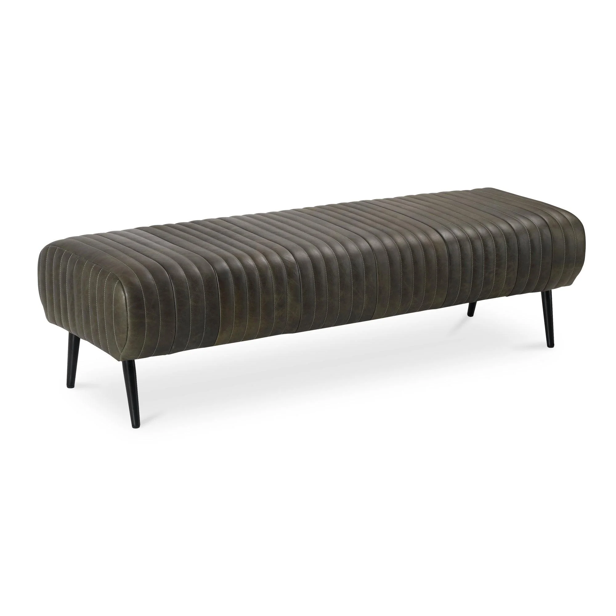 Endora Bench Charred Olive Leather - Remutear