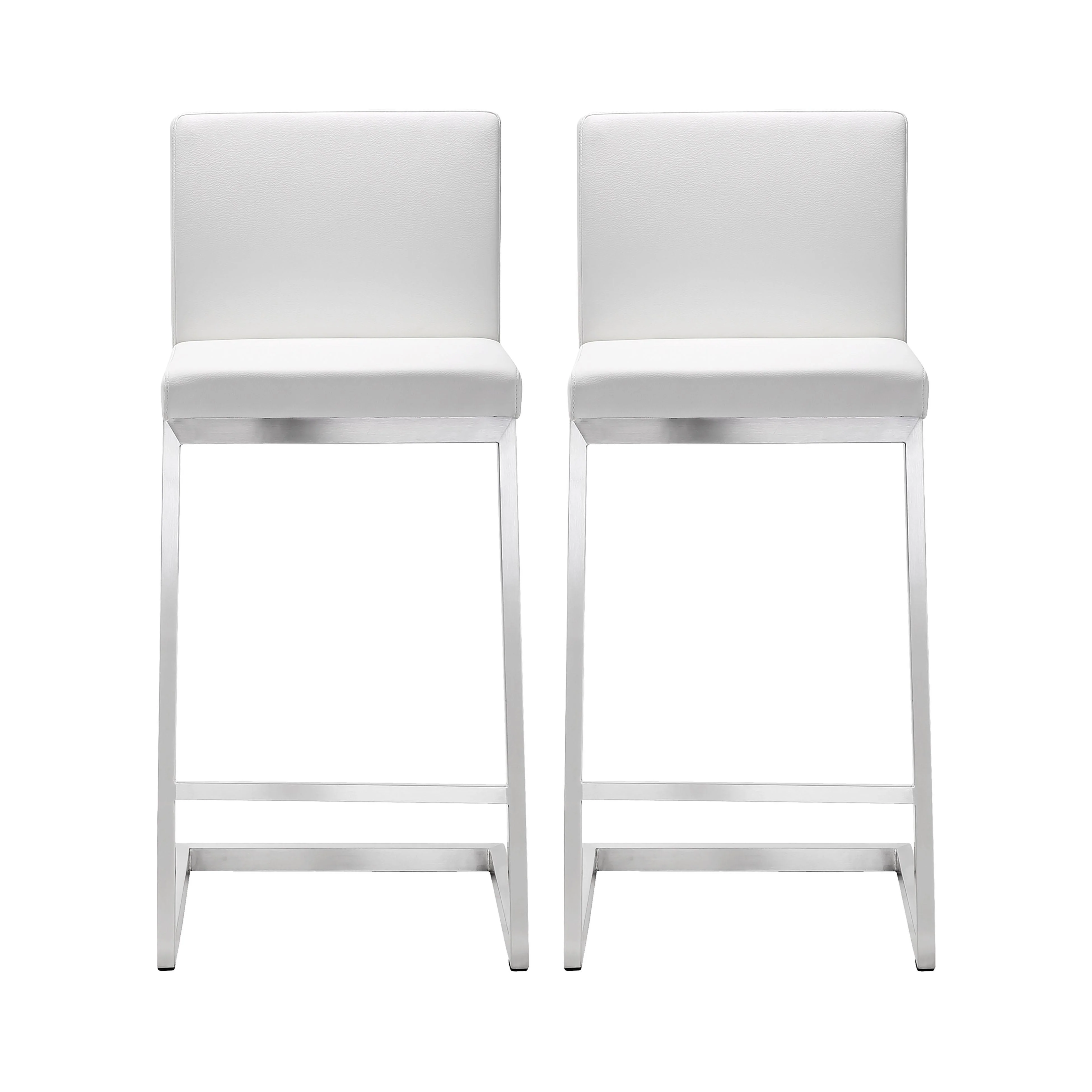Parma White Stainless Steel Counter Stool - Set of 2 - Remutear