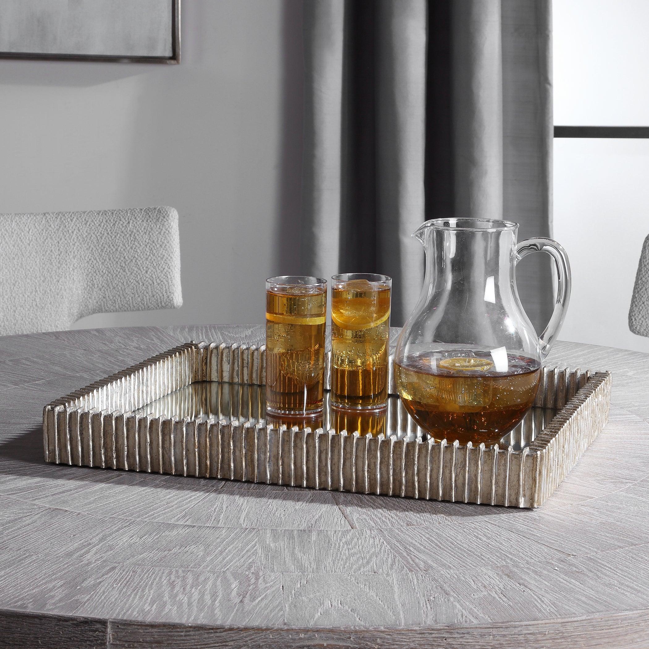 TALMAGE SILVER MIRRORED TRAY - Remutear