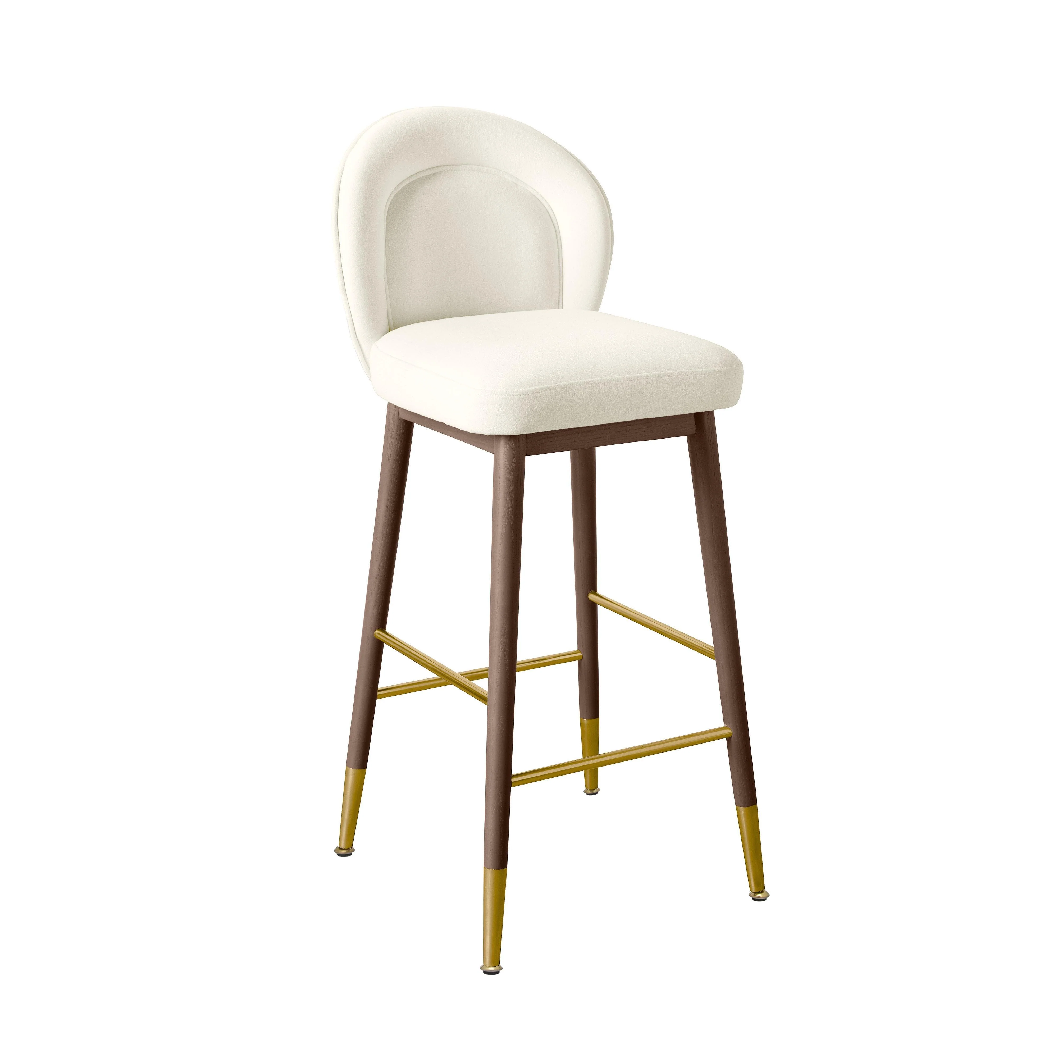 Hailey Cream Velvet Barstool - Remutear